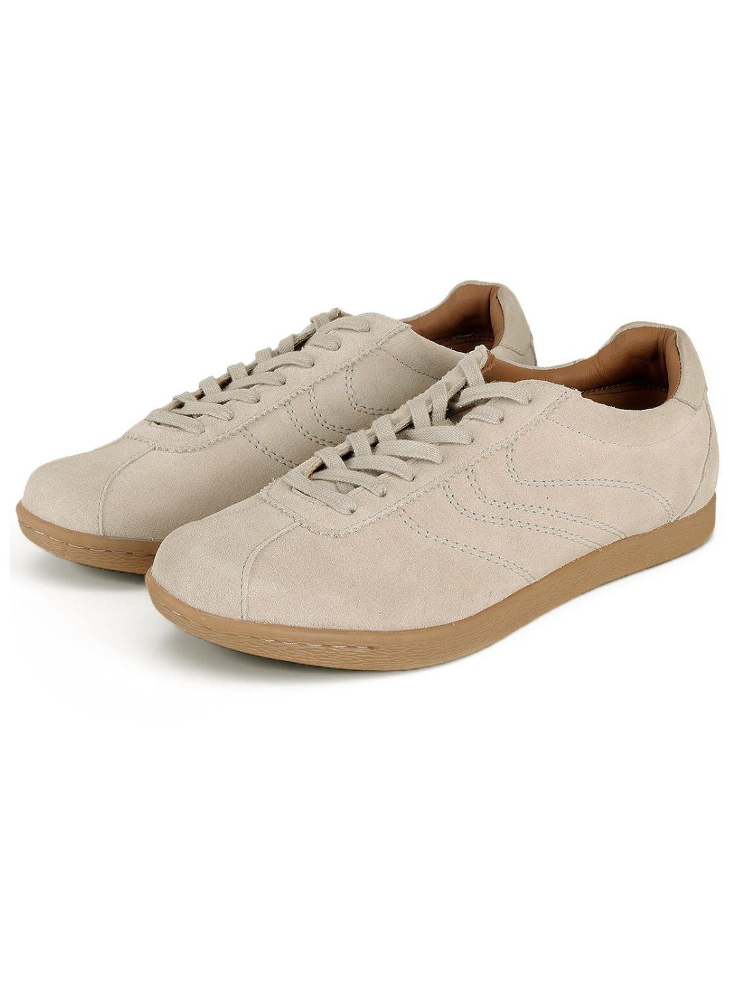 Greg Off White Suede Sneakers | Lightweight Smart Casual Lace-Up Shoes|TC-2649OW