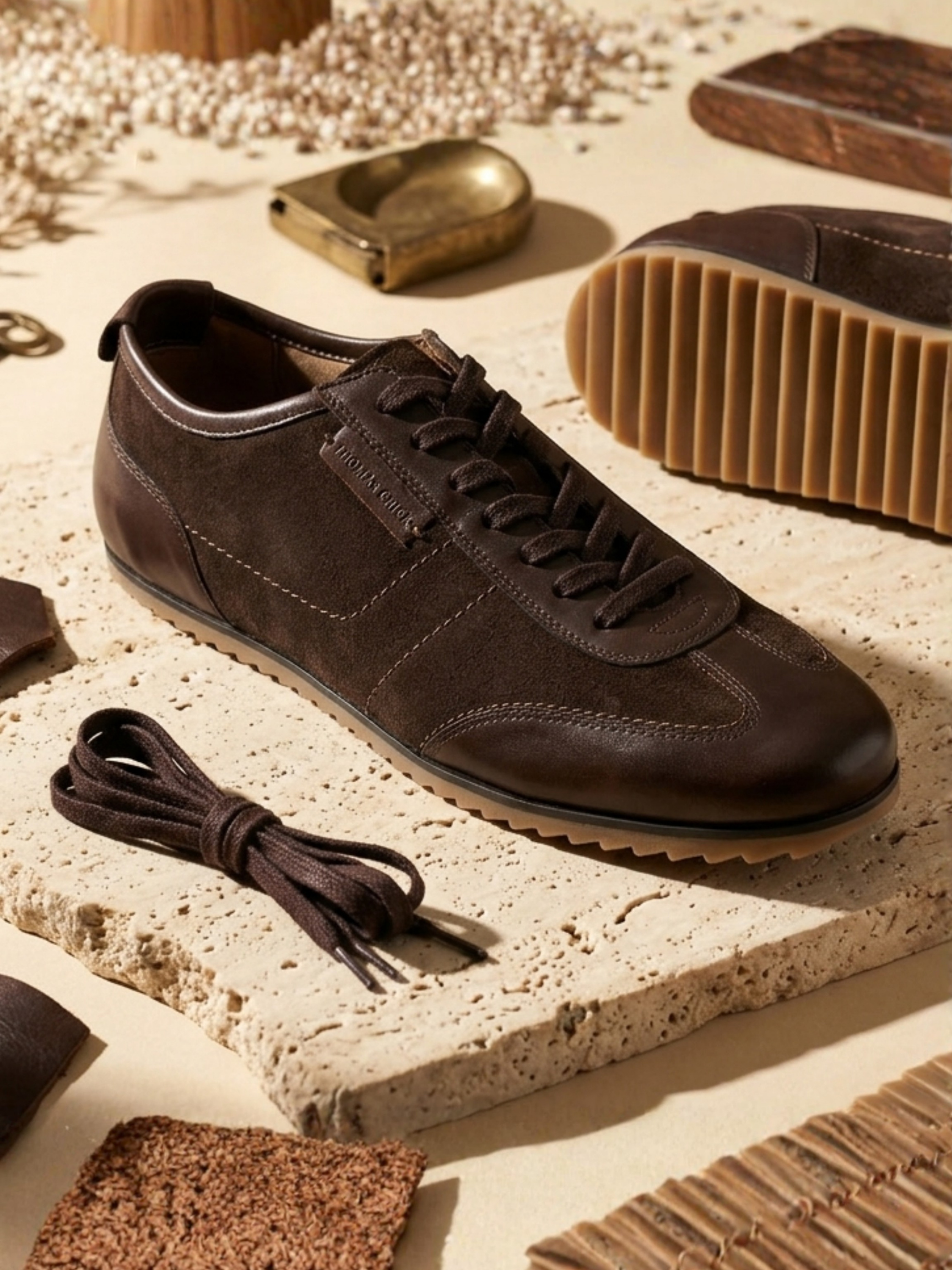 PICKTON Brown Suede Sneakers | Premium European Styling Lace-Up Shoes |TC-2647BR