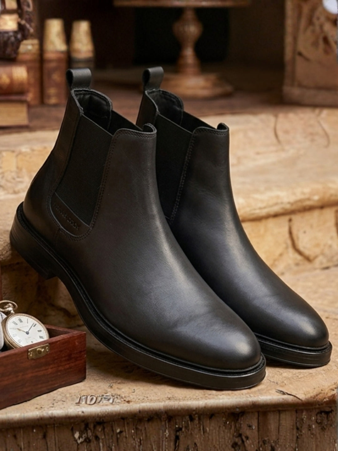 Holborn Black Chelsea Boots |Classic Slip-On Dress Boots with Ortho Comfort Insock|TC-2657BL