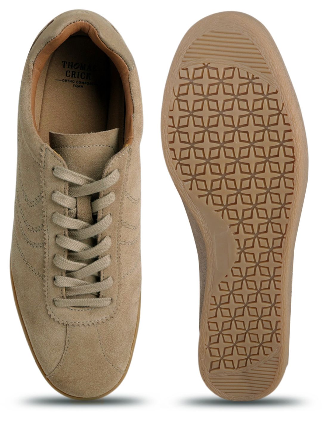 Greg Taupe Suede Sneakers | Lightweight Smart Casual Lace-Up Shoes|TC-2649TP