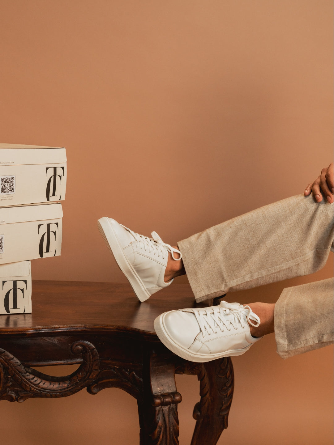 Theo White Sneakers | Premium Smart Casual Lace-Up Shoes | TC-2645WT