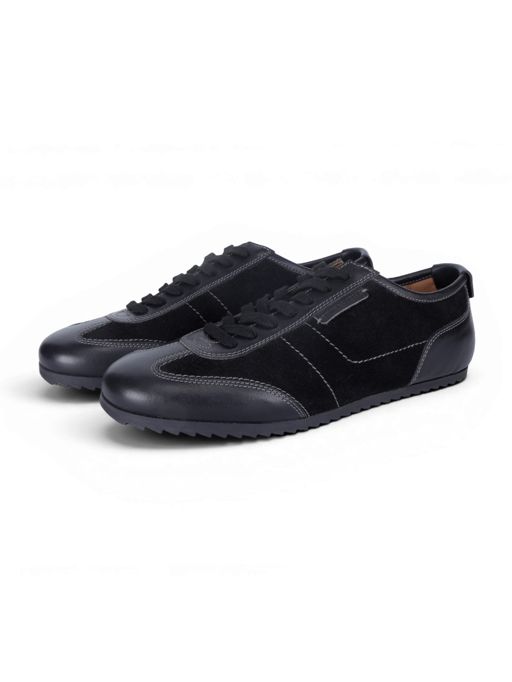 PICKTON Black Suede Sneakers | Premium European Styling Lace-Up Shoes |TC-2647BL
