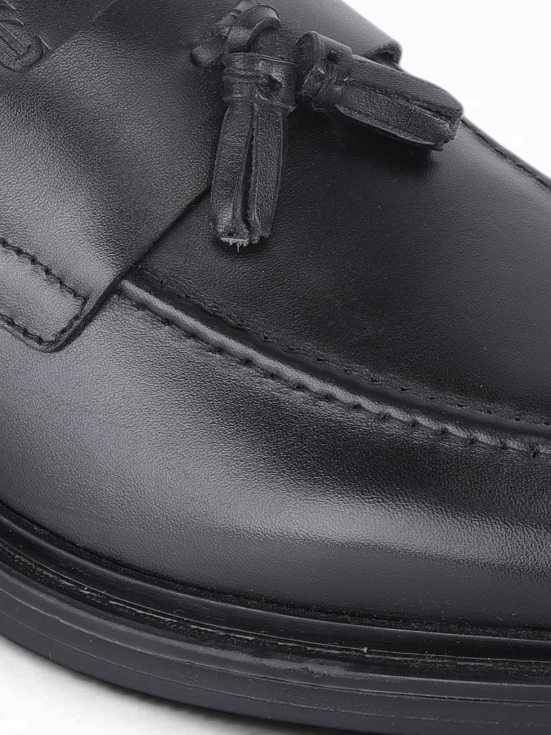 Kingsley Men's Black Genuine Leather Tassel Loafers | Premium Slip-On Formal & Smart Casual Dress Shoes|TC-2654BL