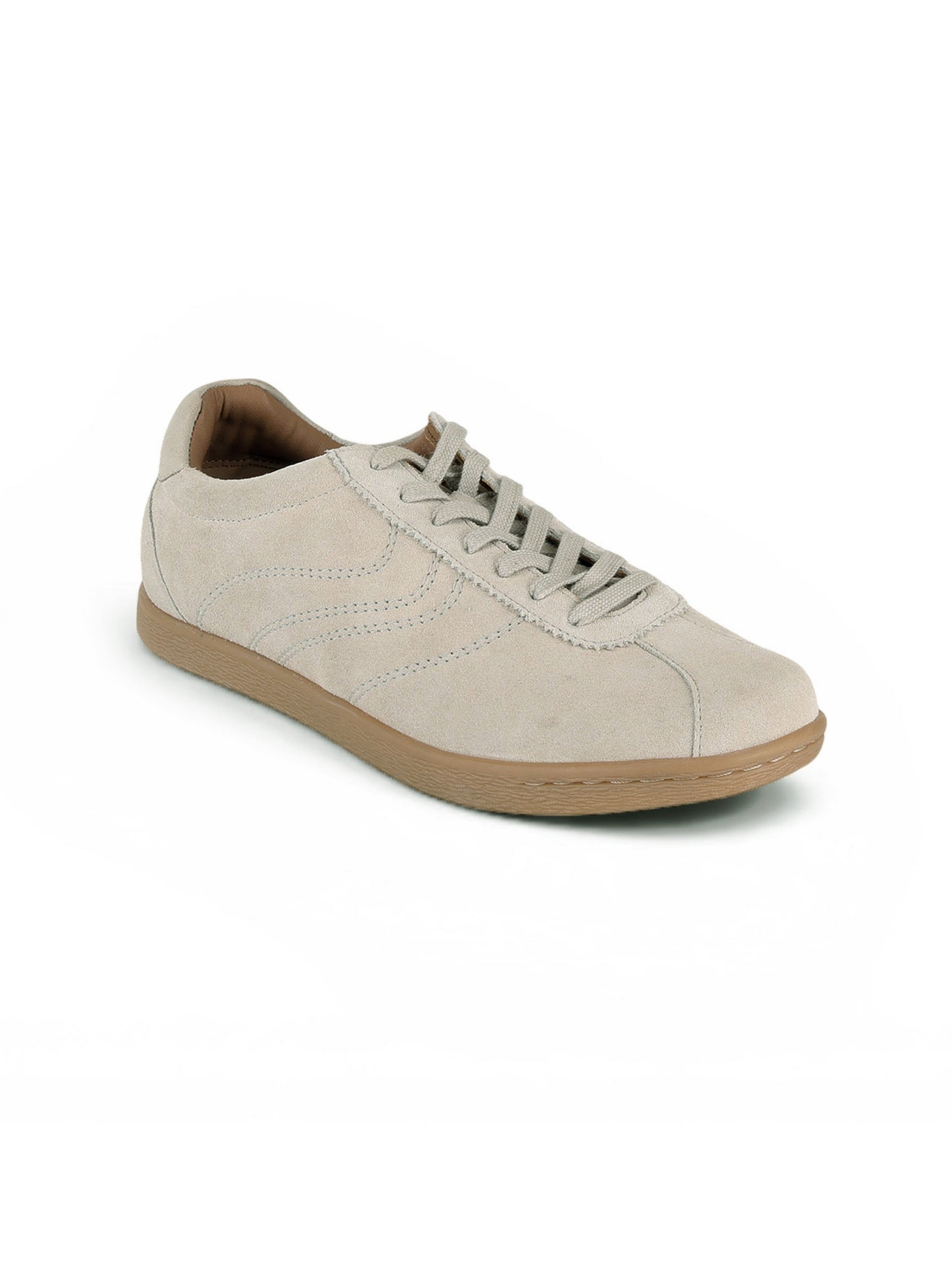 GREG Off White Suede Sneakers | Lightweight Smart Casual Lace-Up Shoes|TC-2649OW