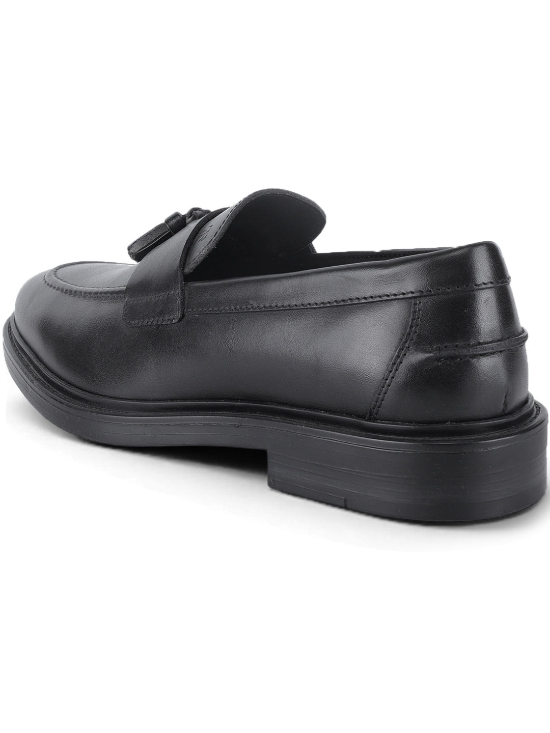 Kingsley Men's Black Genuine Leather Tassel Loafers | Premium Slip-On Formal & Smart Casual Dress Shoes|TC-2654BL