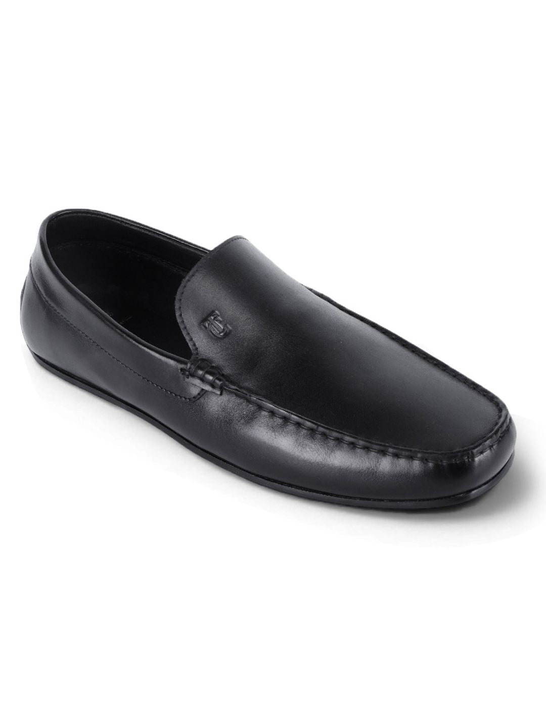 Romano Black Loafers | Slip-On Driving Shoes with Pebbled Traction Pods|TC-2650BL