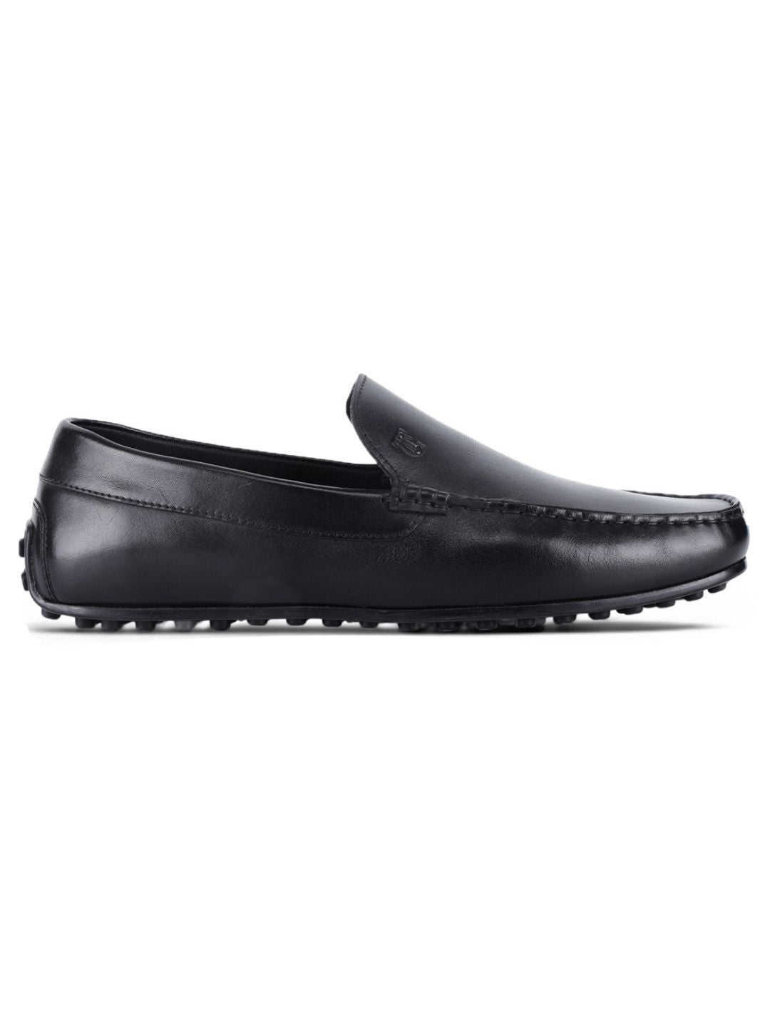 Romano Black Loafers | Slip-On Driving Shoes with Pebbled Traction Pods|TC-2650BL