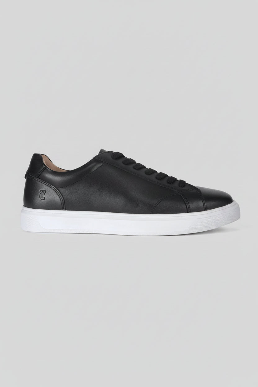 Theo Black Sneakers | Premium Smart Casual Lace-Up Shoes | TC-2645BL