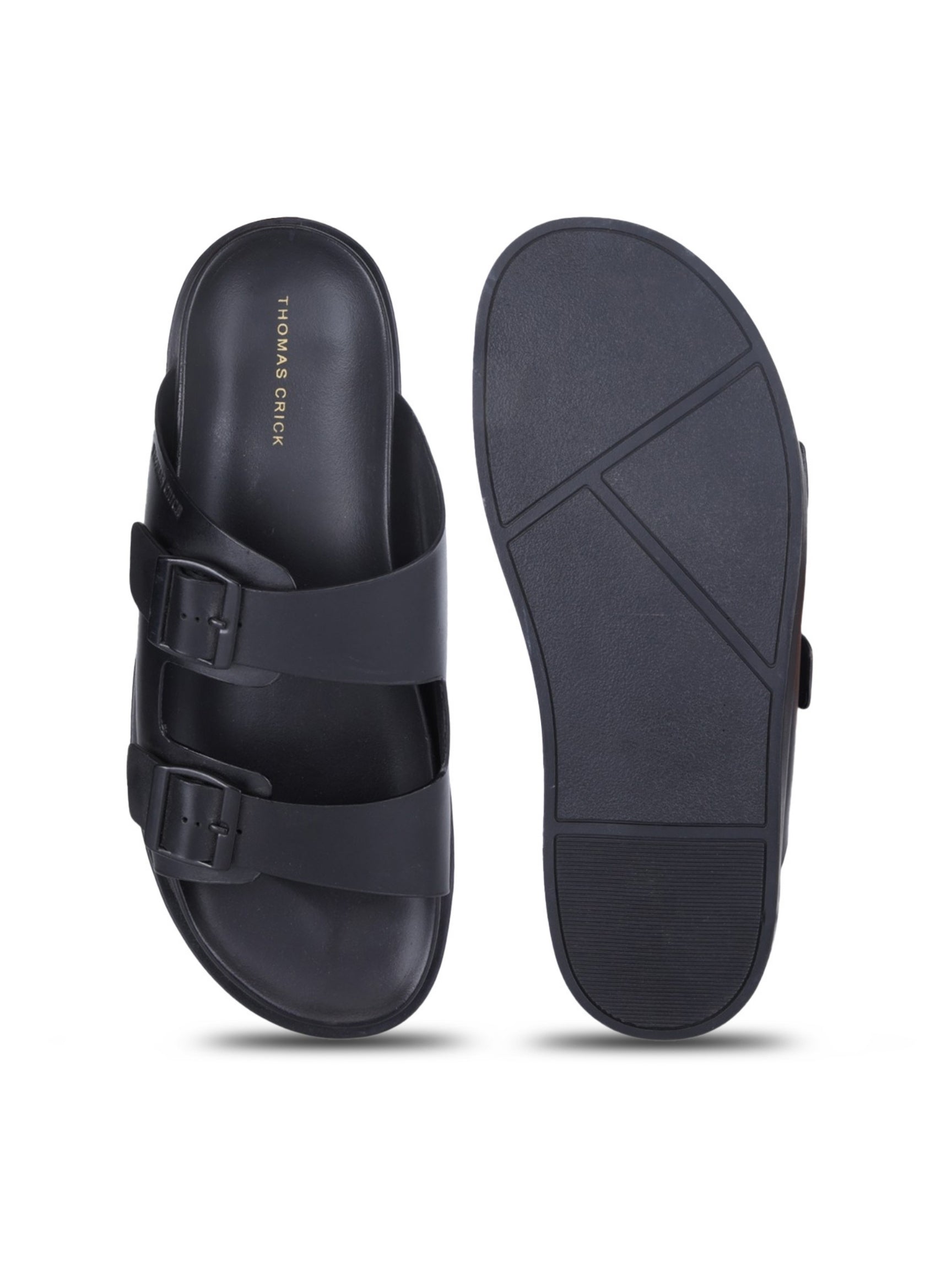 ATLAS Black Sandals | Double Buckle Adjustable Casual Sandals |TC-2761BL