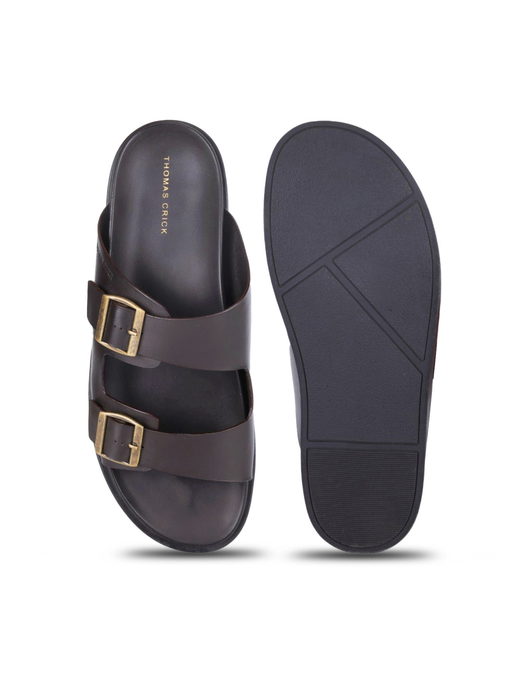 ATLAS Brown Sandals | Double Buckle Adjustable Casual Sandals |TC-2761BR