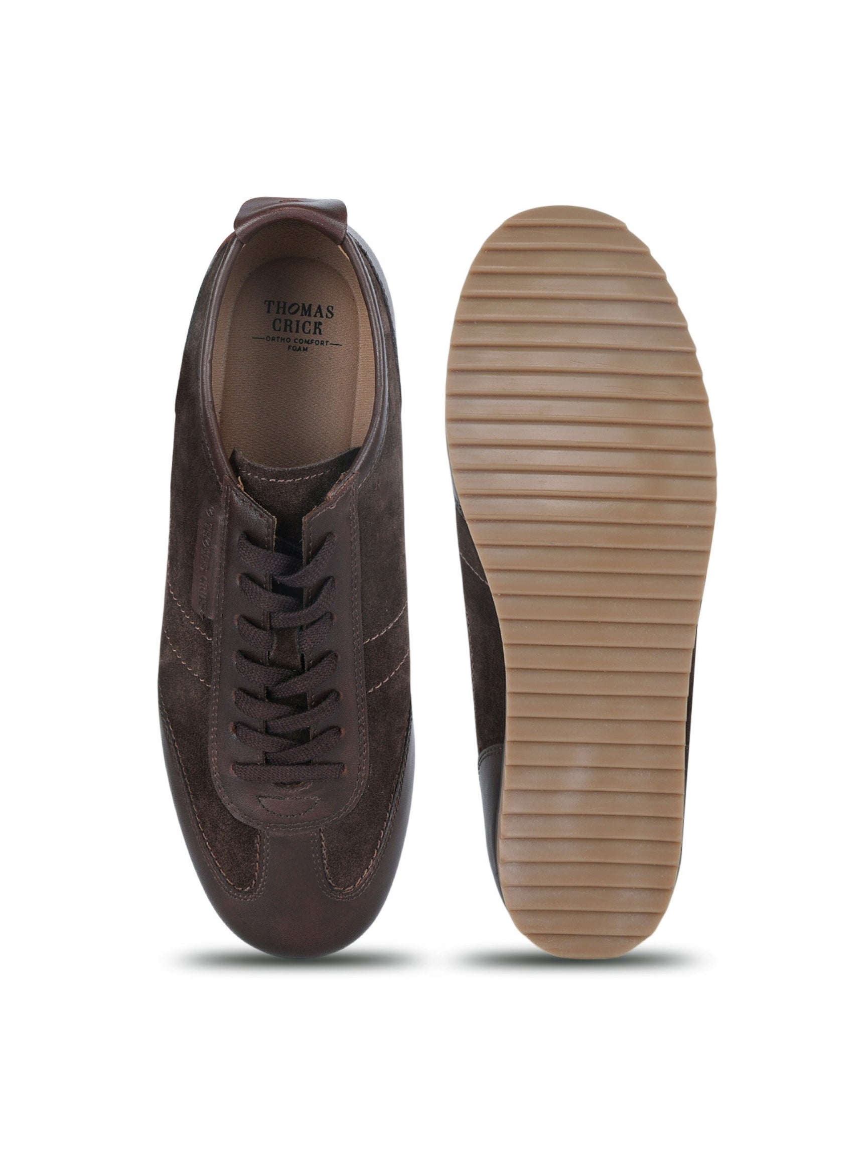 PICKTON Brown Suede Sneakers | Premium European Styling Lace-Up Shoes |TC-2647BR