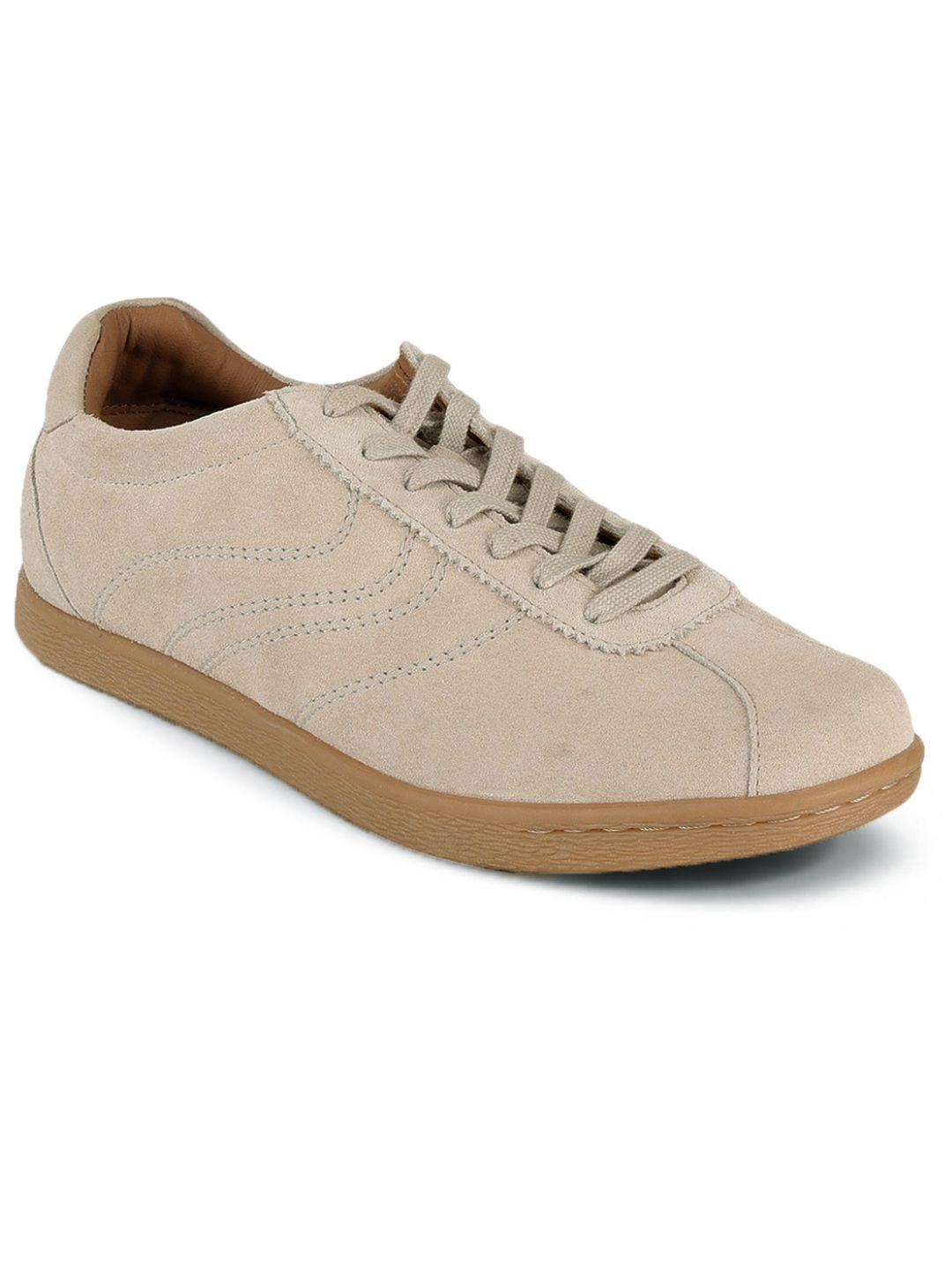 Greg Off White Suede Sneakers | Lightweight Smart Casual Lace-Up Shoes|TC-2649OW