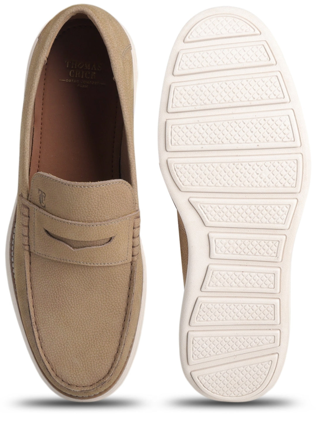 Winston Beige Loafers | Classic Slip-On Moccasins with EVA Sole | TC-2651CG