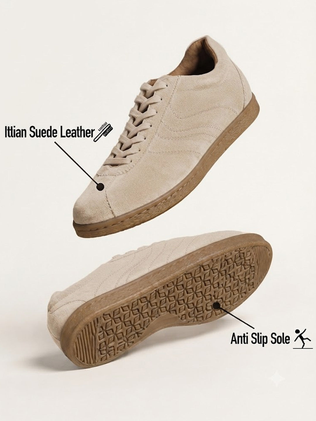 Greg Off White Suede Sneakers | Lightweight Smart Casual Lace-Up Shoes|TC-2649OW