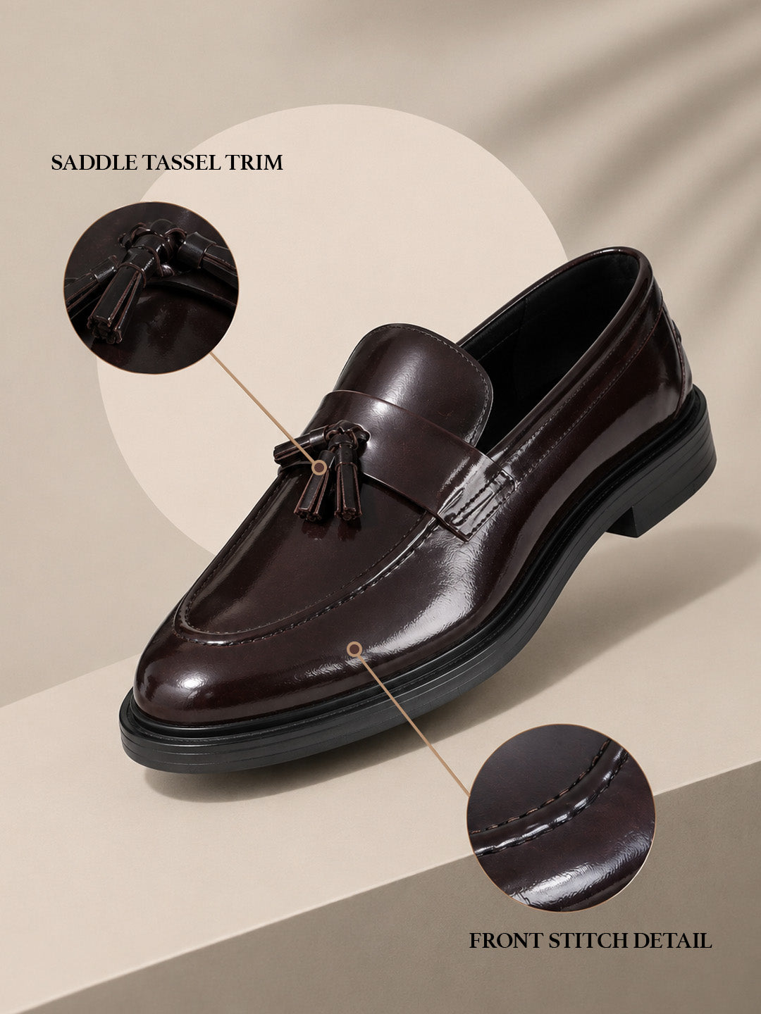 Kingsley Men's Bordo Genuine Leather Tassel Loafers | Premium Slip-On Formal & Smart Casual Dress Shoes|TC-2654BO