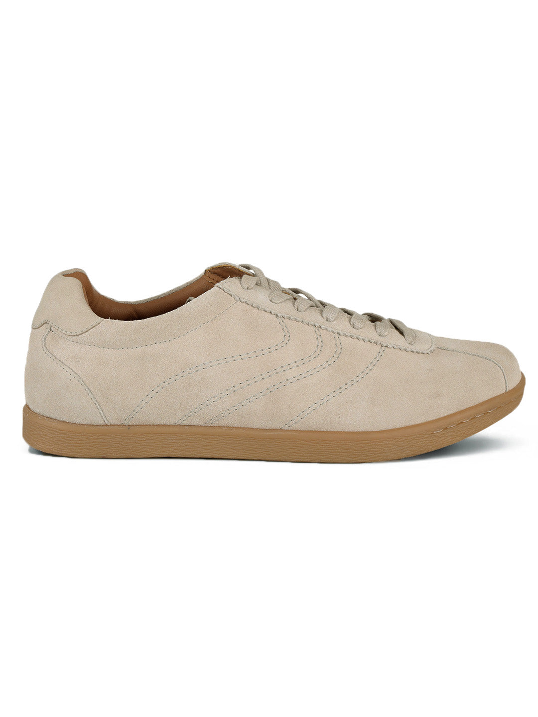 Greg Off White Suede Sneakers | Lightweight Smart Casual Lace-Up Shoes|TC-2649OW