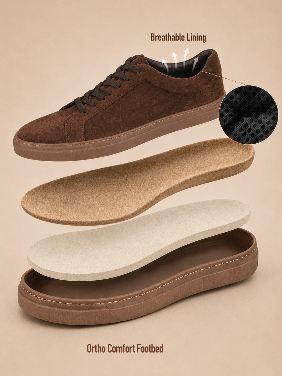 Silva Brown Suede Sneakers | Minimalist Low-Top Retro Footwear |TC-2648CH