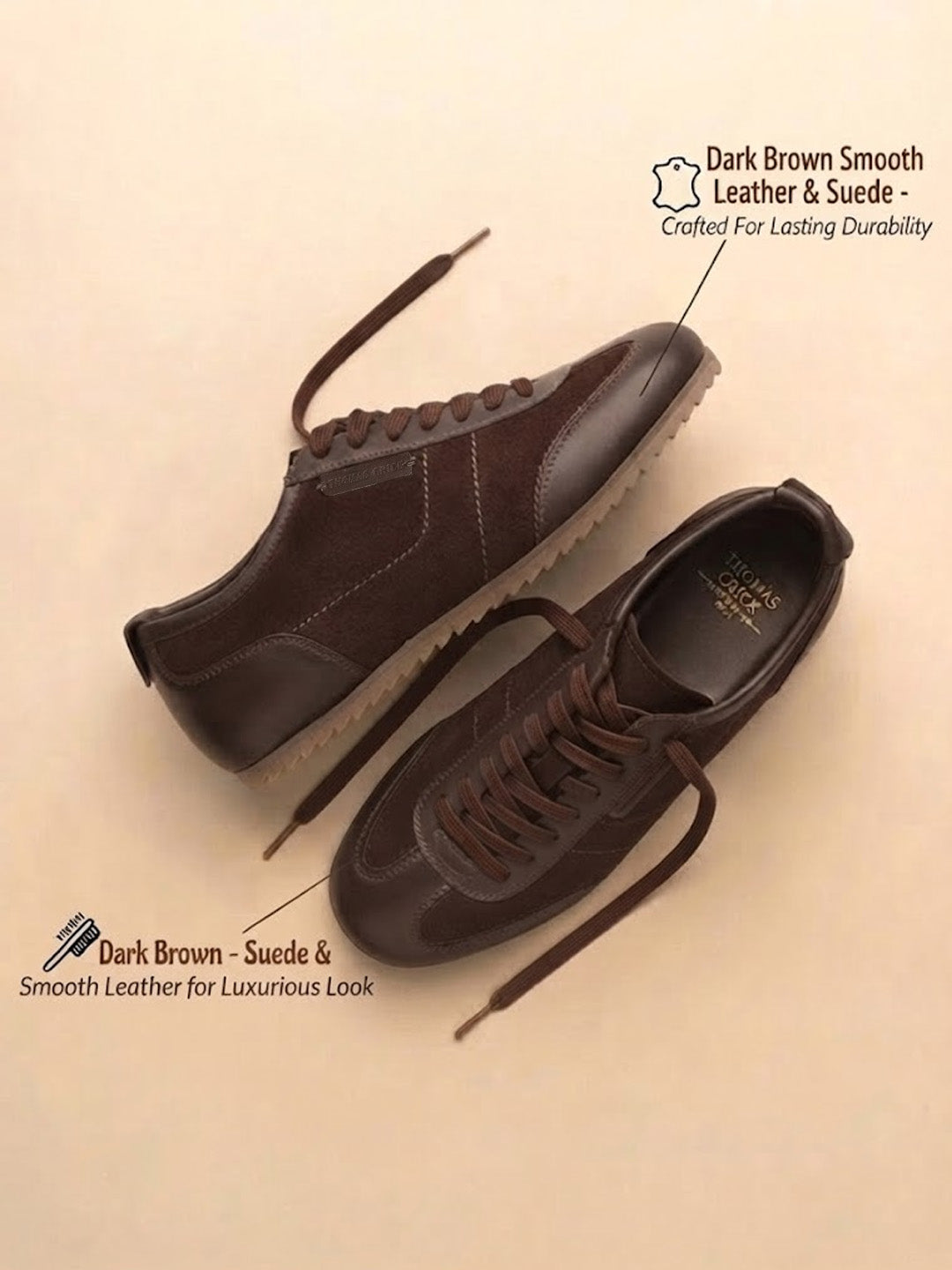 Pickton Brown Suede Sneakers | Premium European Styling Lace-Up Shoes |TC-2647BR