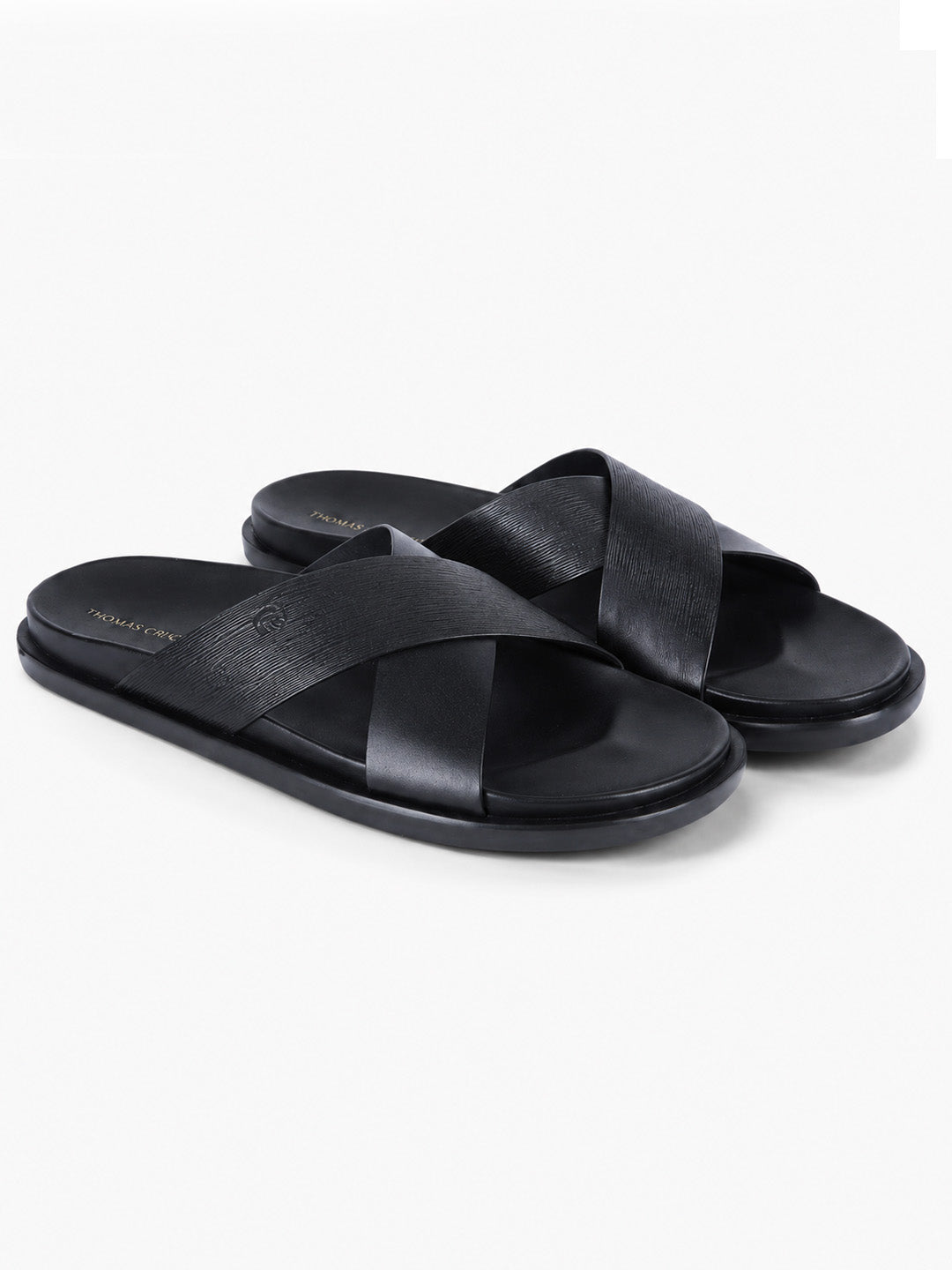 Aster Black Cross-Strap Sandals| Premium Open Toe Comfort Sandals |TC-2759BL