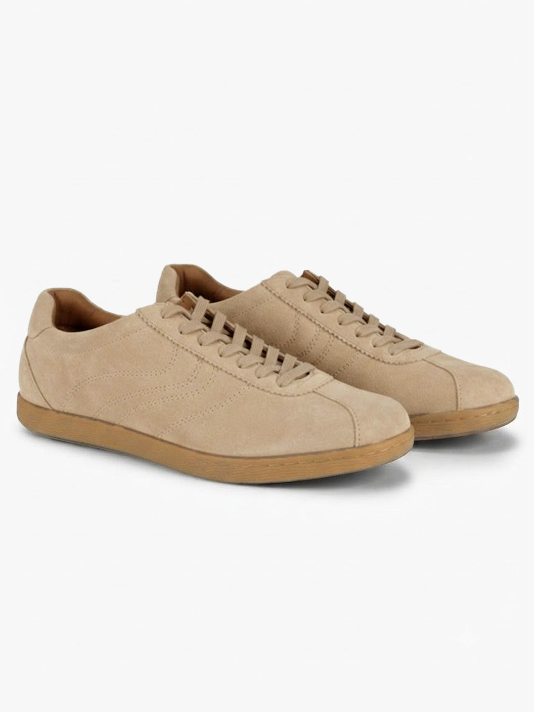 Greg Taupe Suede Sneakers | Lightweight Smart Casual Lace-Up Shoes|TC-2649TP