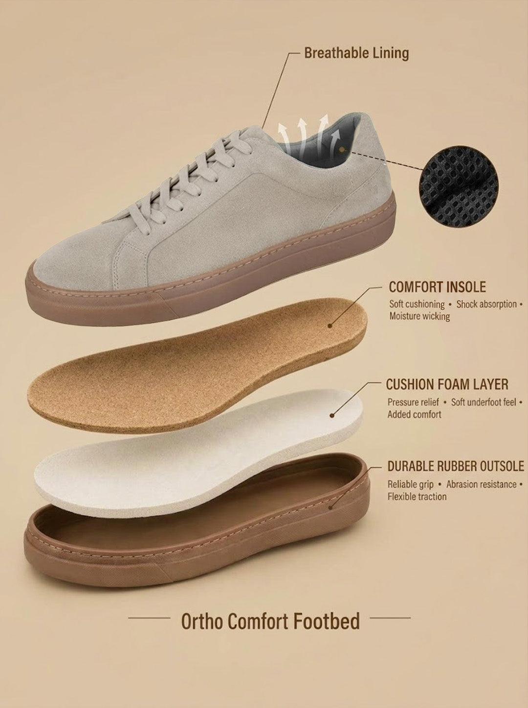 Silva Off White Suede Sneakers | Minimalist Low-Top Retro Footwear|TC-2648SL