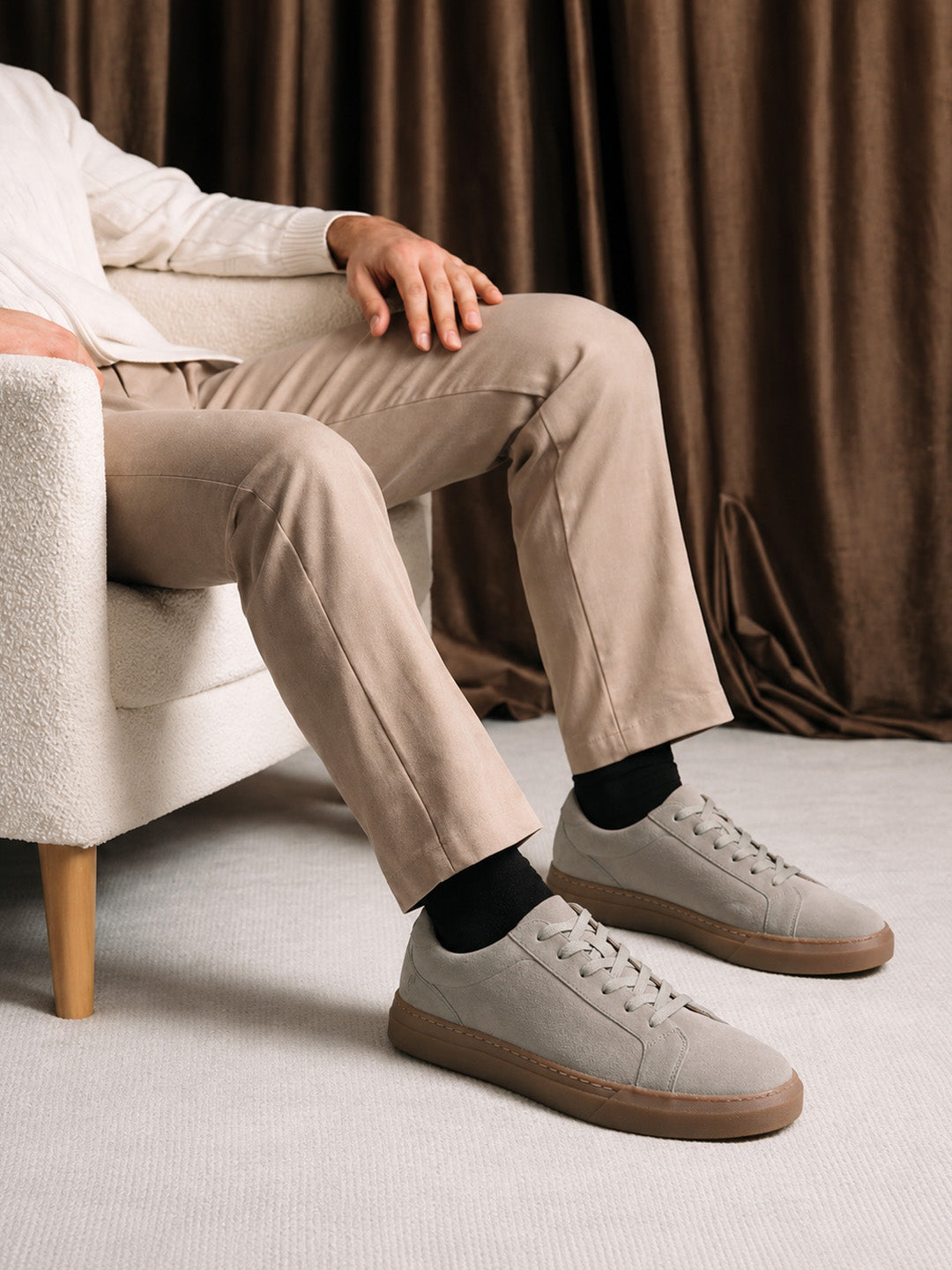 Silva Off White Suede Sneakers | Minimalist Low-Top Retro Footwear|TC-2648SL