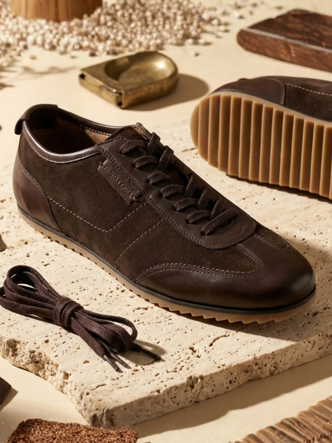 Pickton Brown Suede Sneakers | Premium European Styling Lace-Up Shoes |TC-2647BR