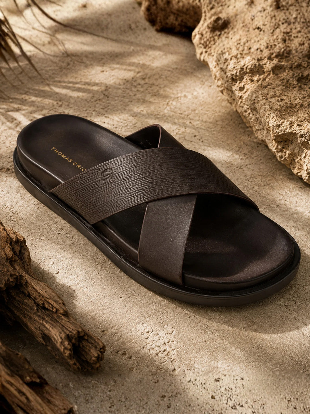 Aster Brown Cross-Strap Sandals| Premium Open Toe Comfort Sandals |TC-2759BR
