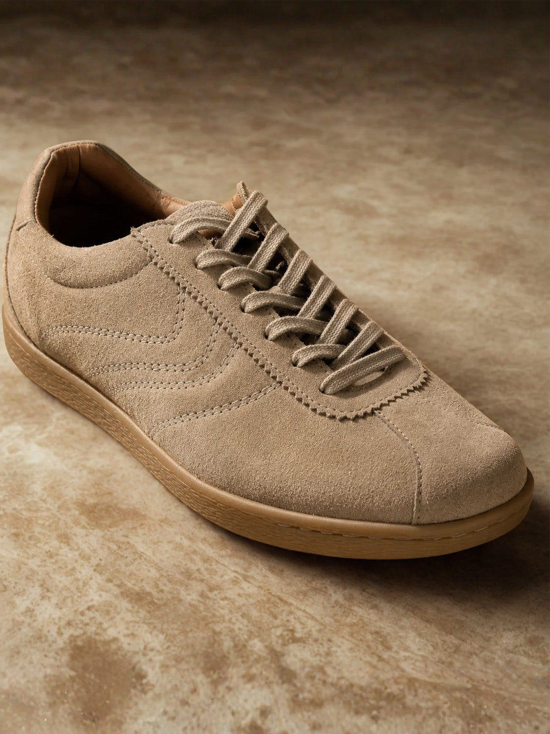 Greg Taupe Suede Sneakers | Lightweight Smart Casual Lace-Up Shoes|TC-2649TP