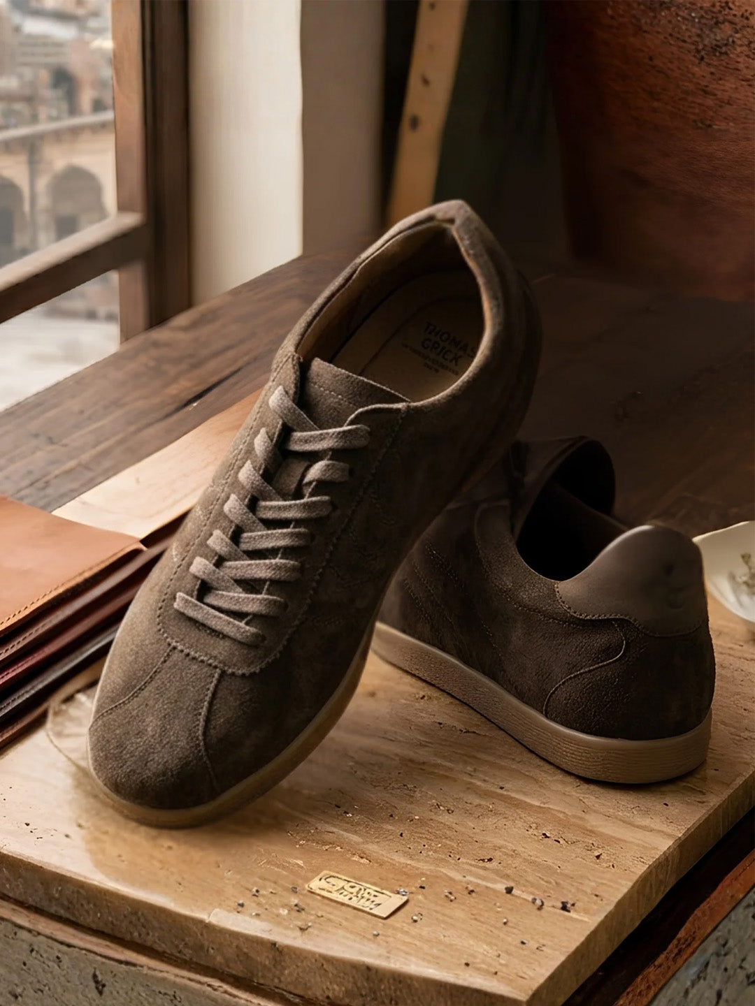 Greg Brown Suede Sneakers | Lightweight Smart Casual Lace-Up Shoes|TC-2649BR