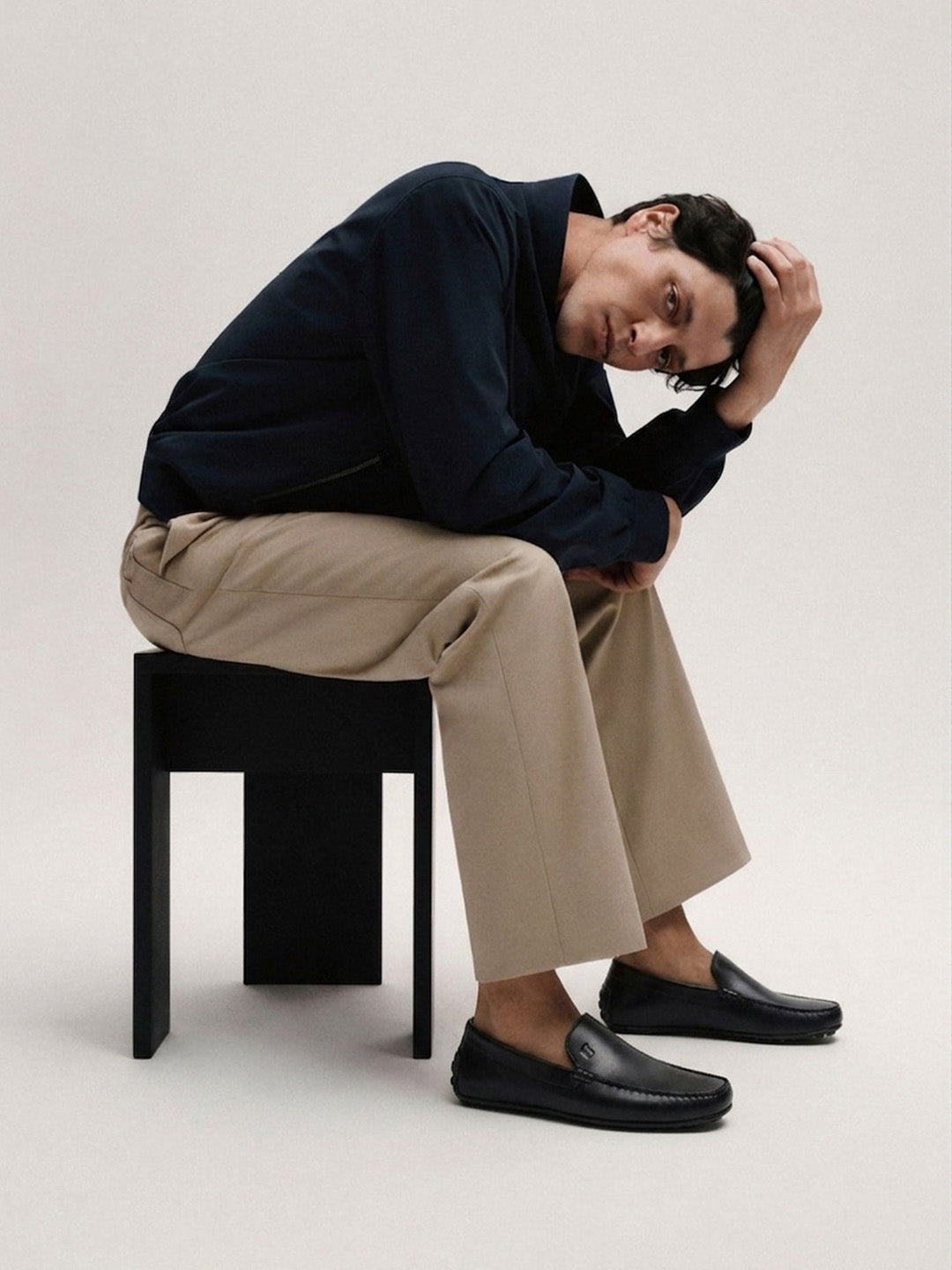 Romano Black Loafers | Slip-On Driving Shoes with Pebbled Traction Pods|TC-2650BL