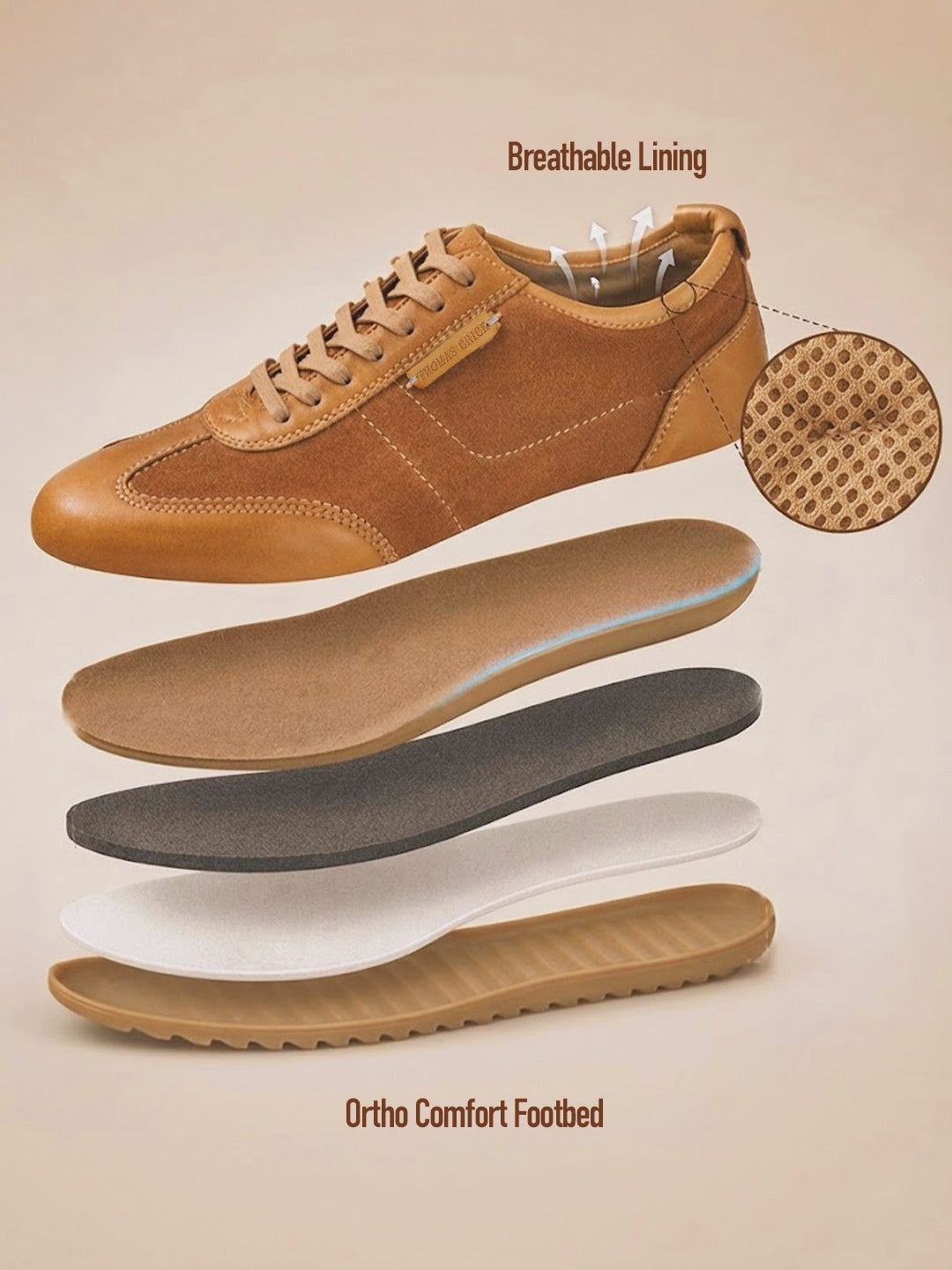 Pickton Tan Suede Sneakers | Premium European Styling Lace-Up Shoes |TC-2647TN