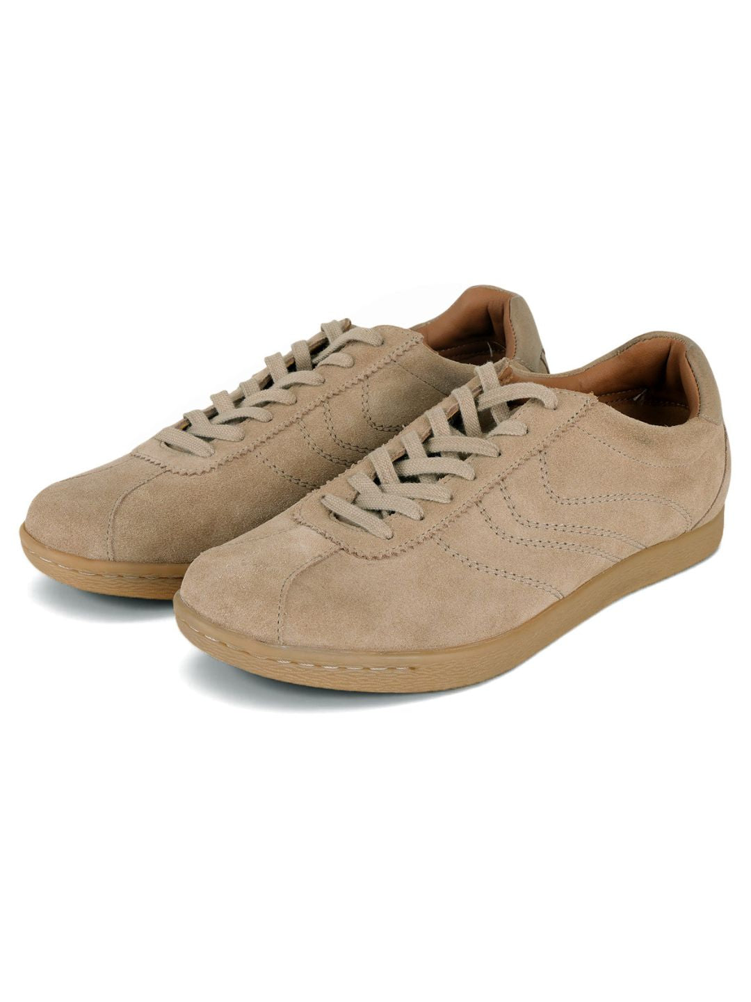 Greg Taupe Suede Sneakers | Lightweight Smart Casual Lace-Up Shoes|TC-2649TP