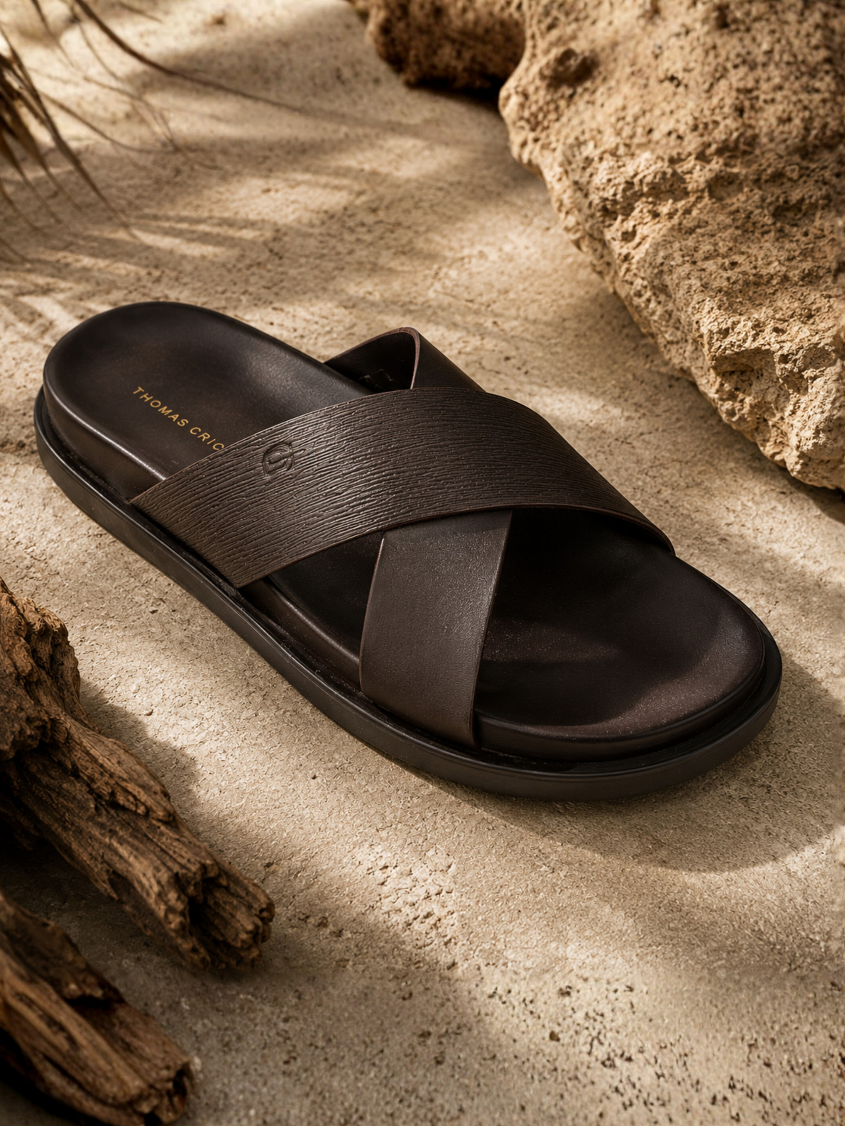 ASTER Brown Cross-Strap Sandals| Premium Open Toe Comfort Sandals |TC-2759BR