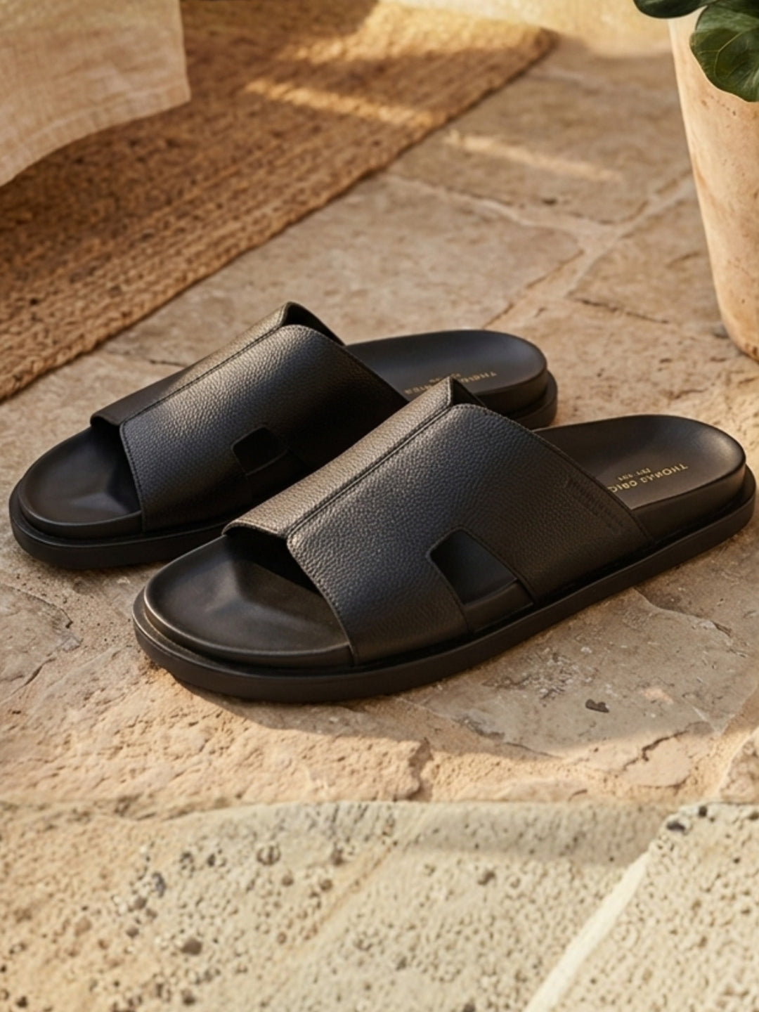 DUNE Black Sandals | Premium open Toe Broad-Strap Casual Sandals |TC-2758BL