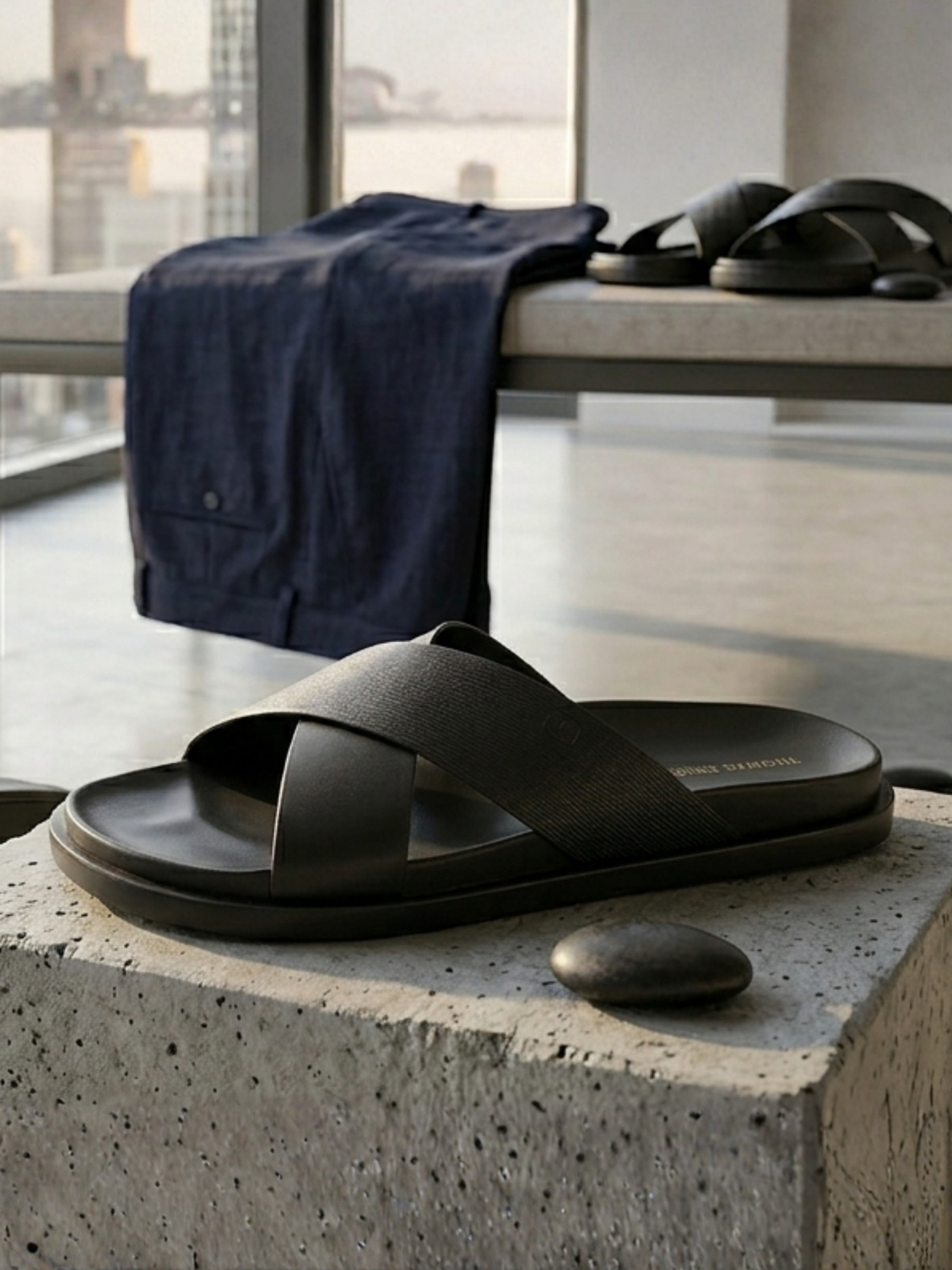 ASTER Black  Cross-Strap Sandals| Premium Open Toe Comfort Sandals |TC-2759BL