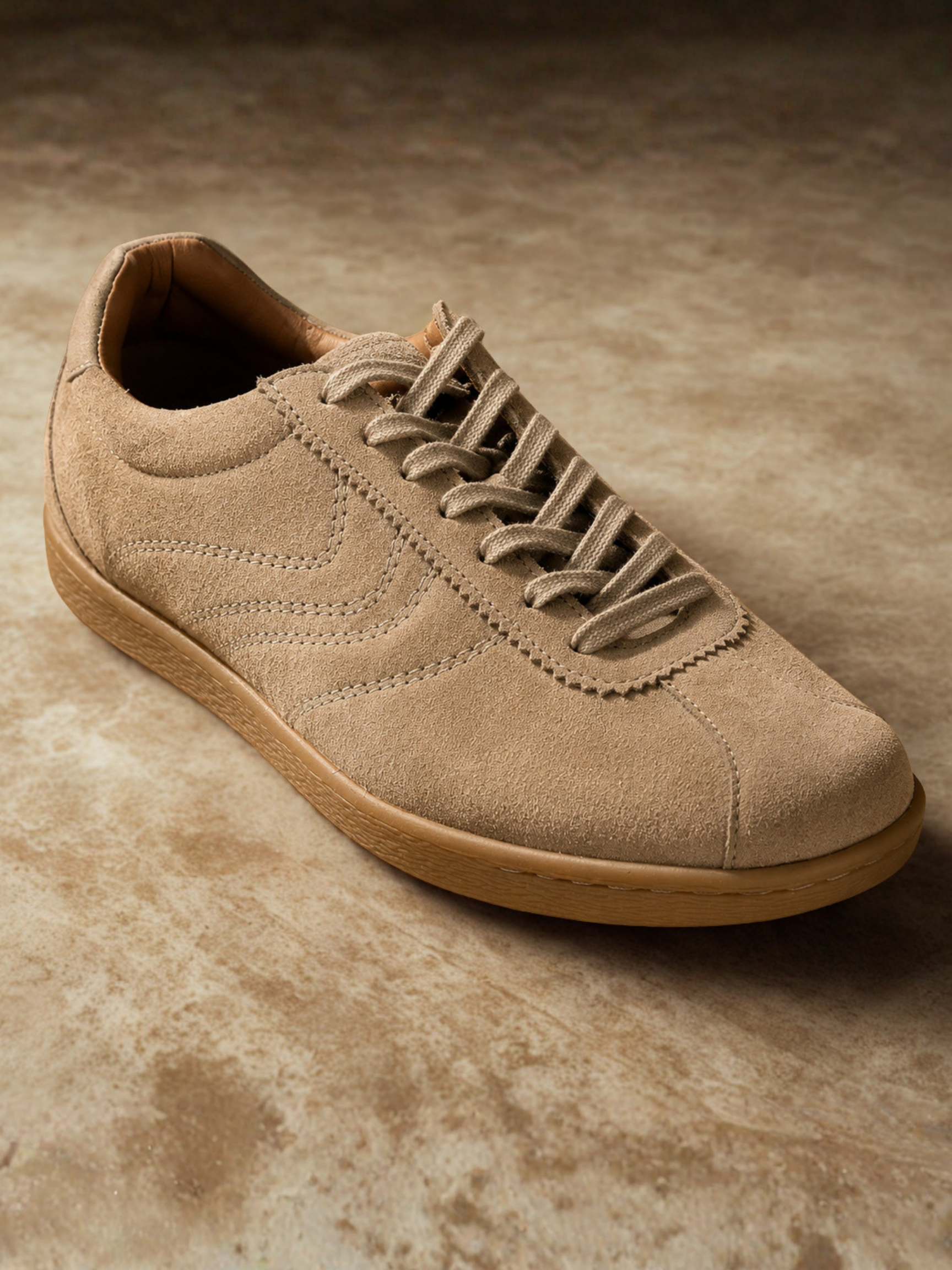 GREG Taupe Suede Sneakers | Lightweight Smart Casual Lace-Up Shoes|TC-2649TP