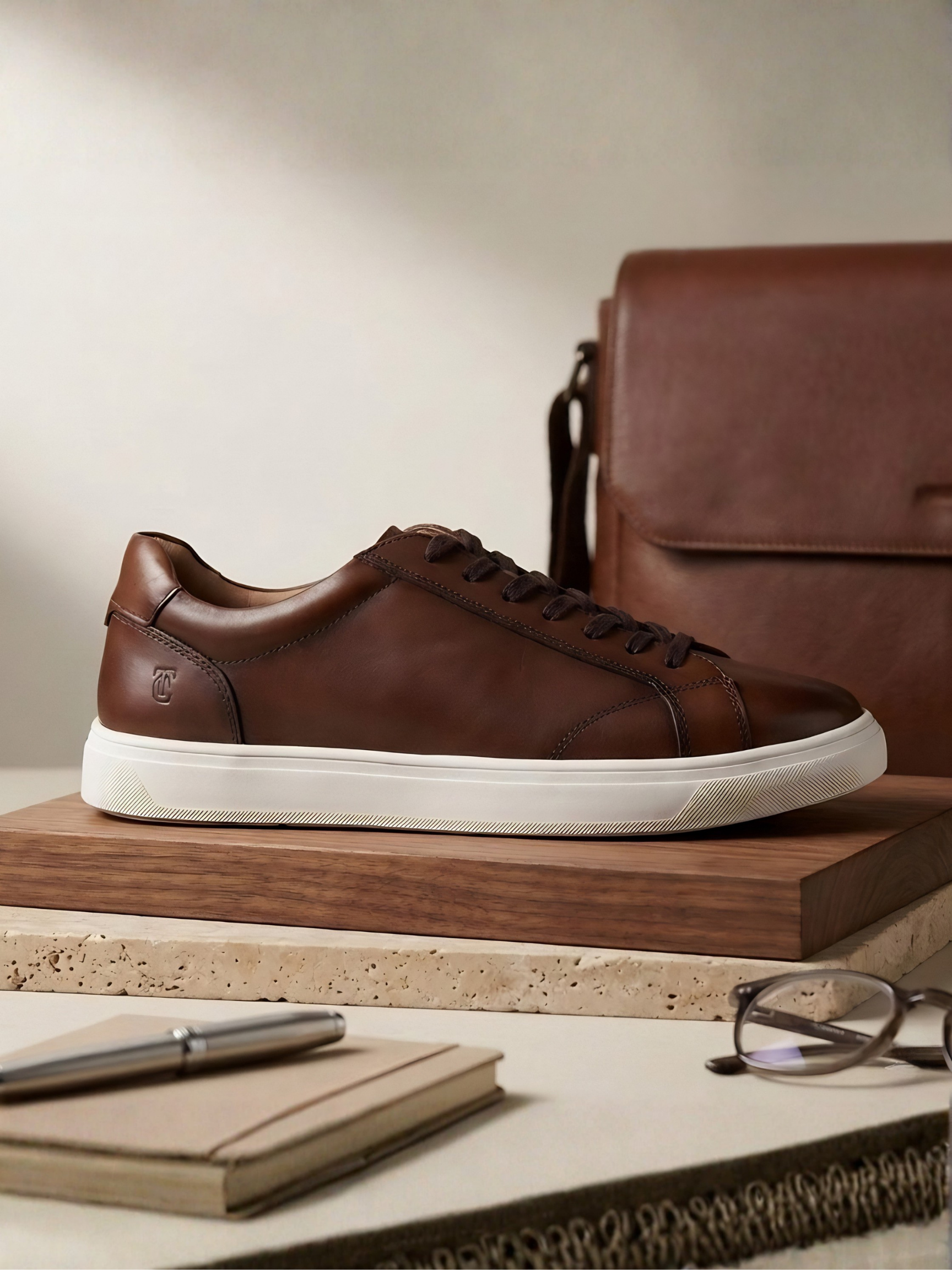 THEO Brown Sneakers | Premium Smart Casual Lace-Up Shoes | TC-2645TK