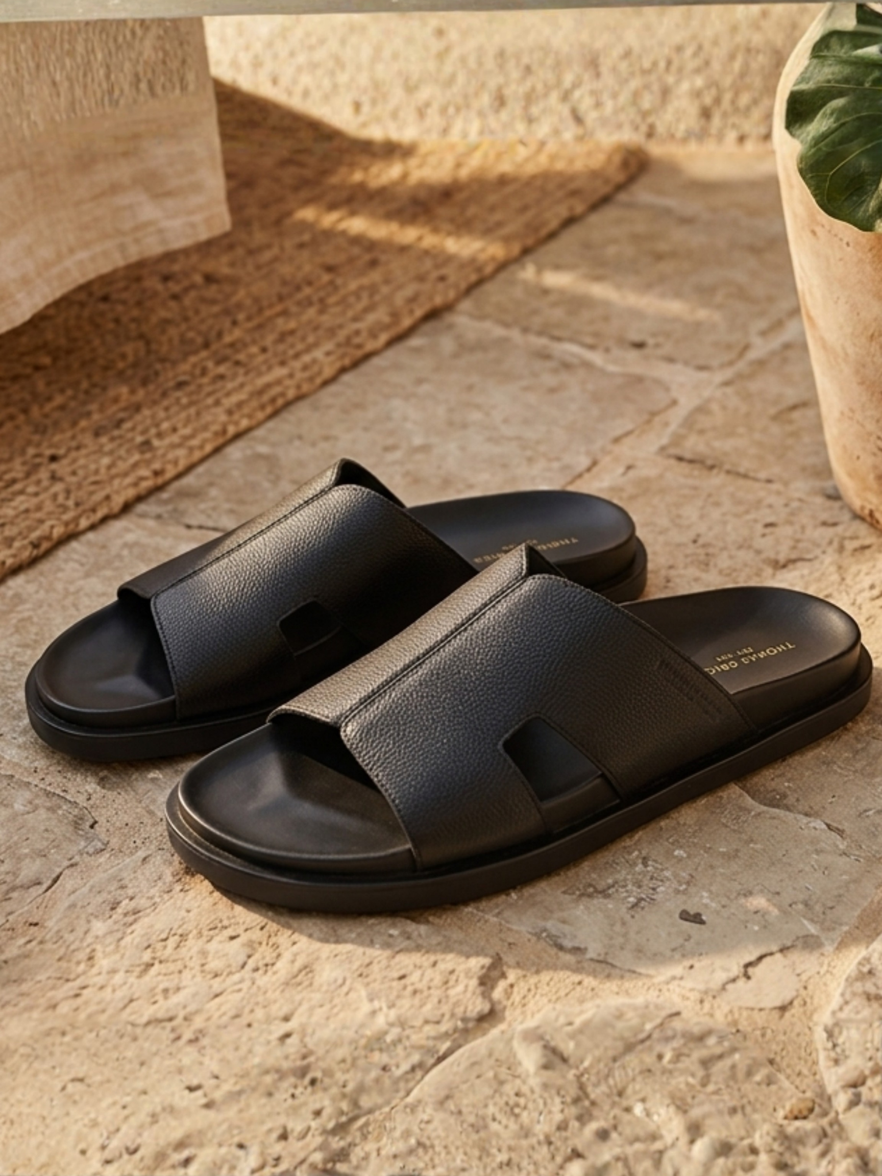 DUNE Black Sandals | Premium open Toe Broad-Strap Casual Sandals |TC-2758BL