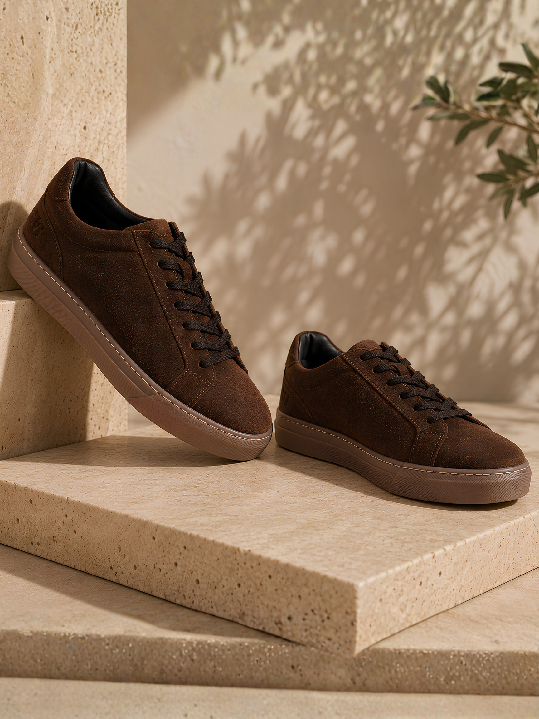 SILVA Brown  Suede  Sneakers | Minimalist Low-Top Retro Footwear |TC-2648CH