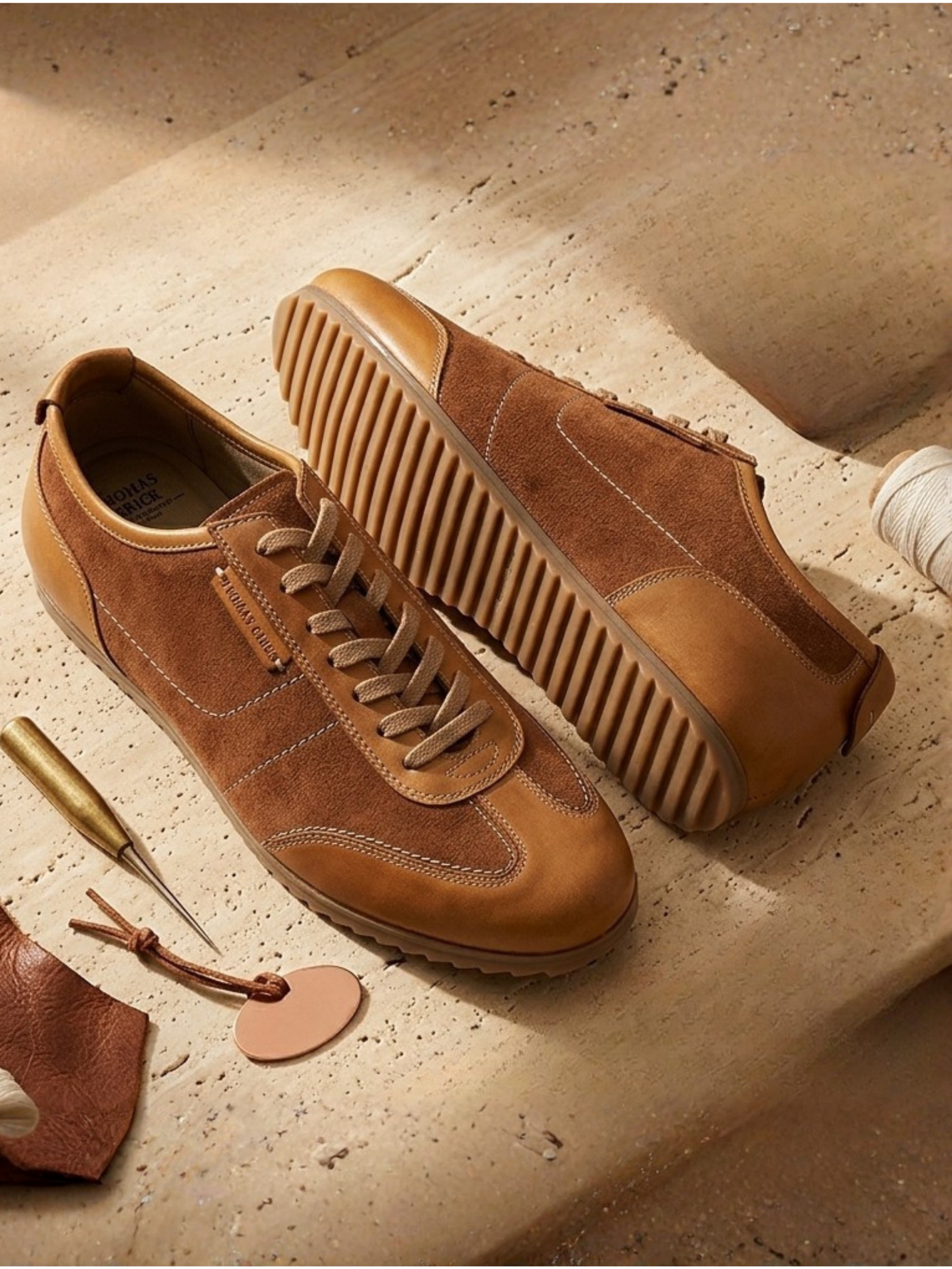 PICKTON Tan Suede Sneakers | Premium European  Styling Lace-Up Shoes |TC-2647TN