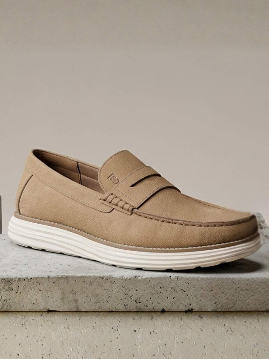 Winston Beige Loafers | Classic Slip-On Moccasins with EVA Sole | TC-2651CG