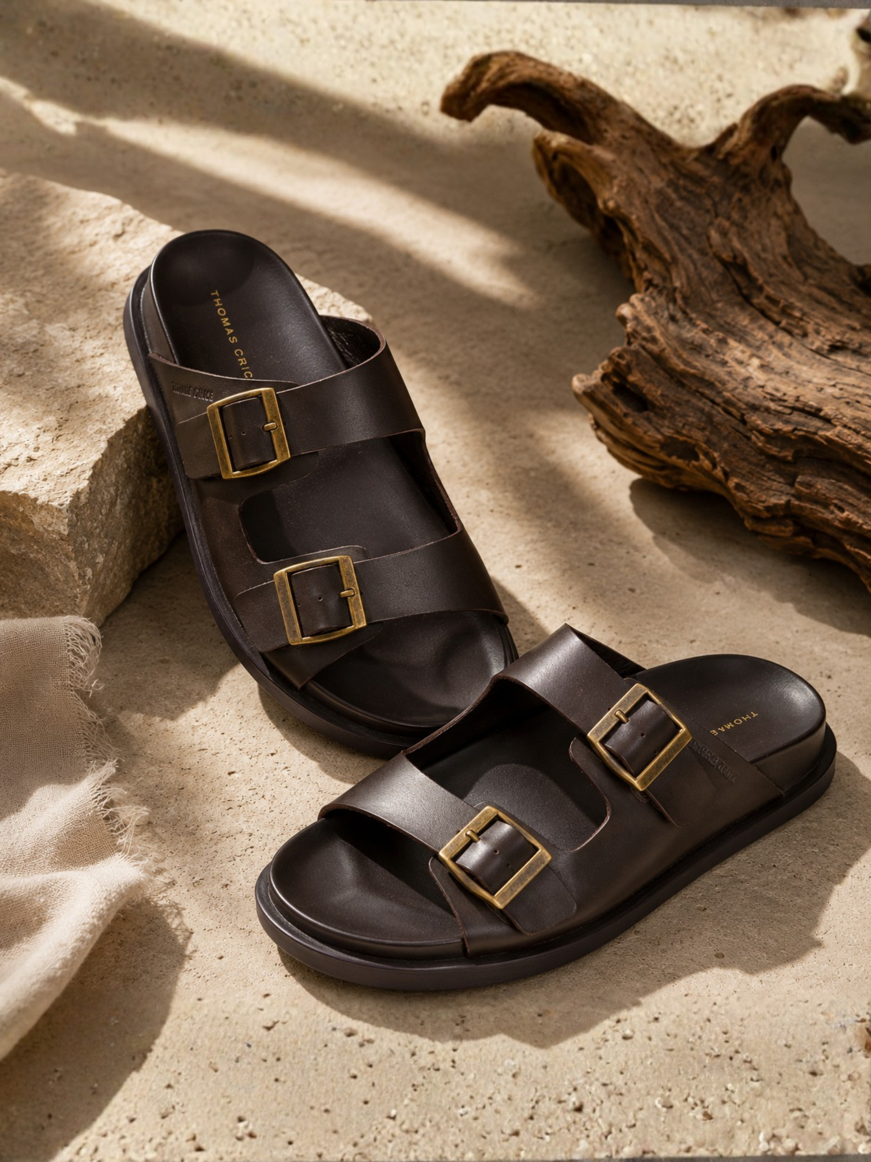 ATLAS Brown  Sandals | Double Buckle Adjustable Casual Sandals |TC-2761BR