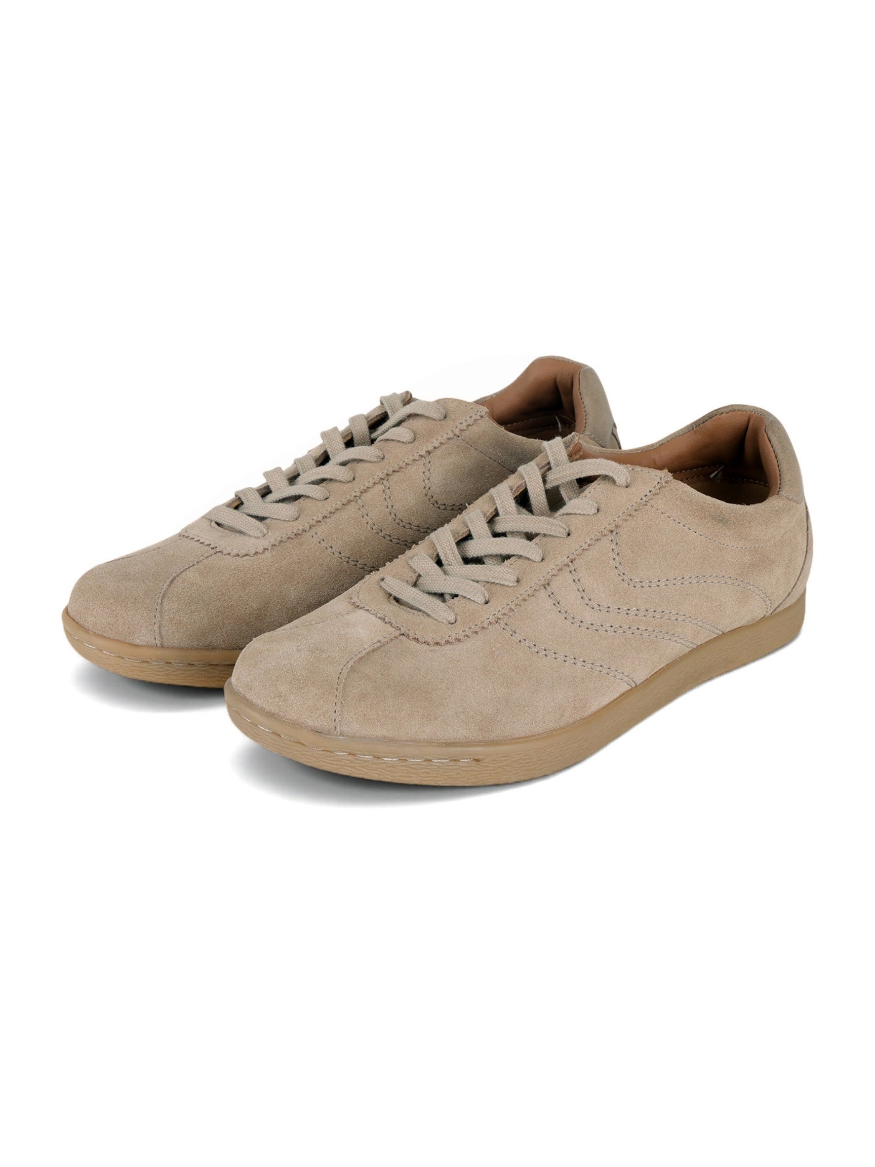 GREG Taupe Suede Sneakers | Lightweight Smart Casual Lace-Up Shoes|TC-2649TP