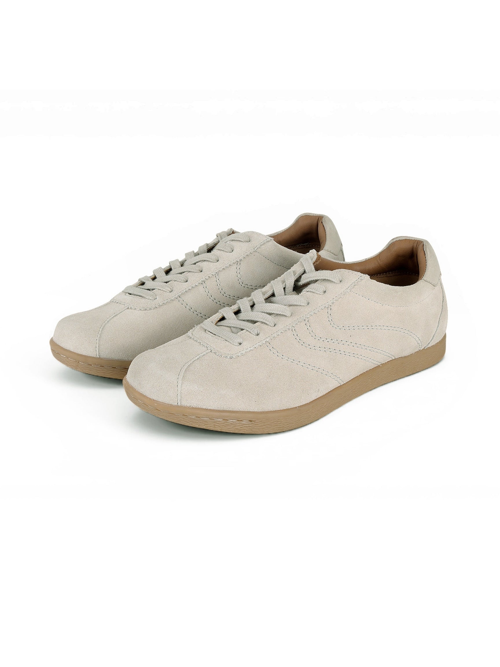 GREG Off White Suede Sneakers | Lightweight Smart Casual Lace-Up Shoes|TC-2649OW