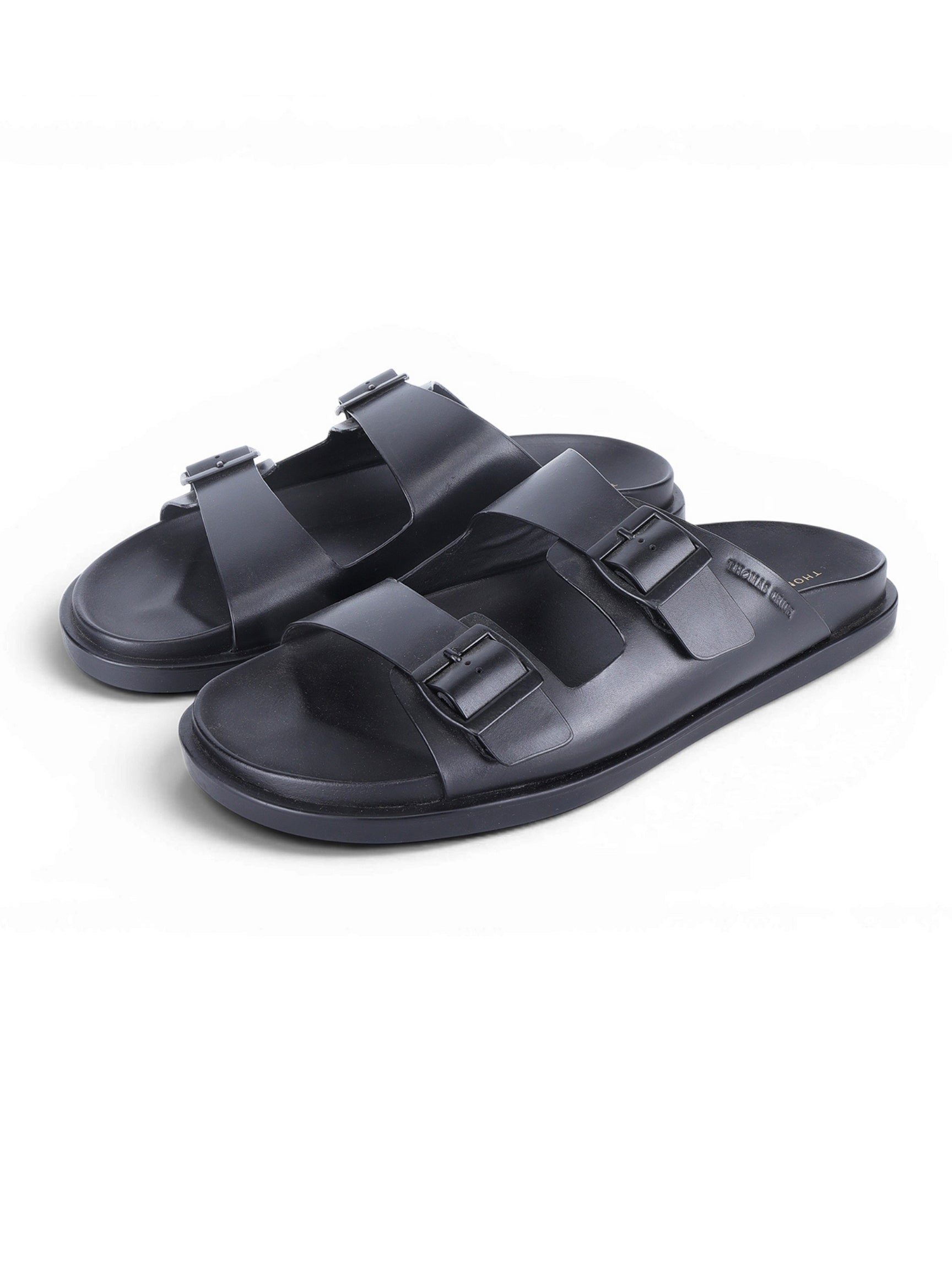 ATLAS Black Sandals | Double Buckle Adjustable Casual Sandals |TC-2761BL