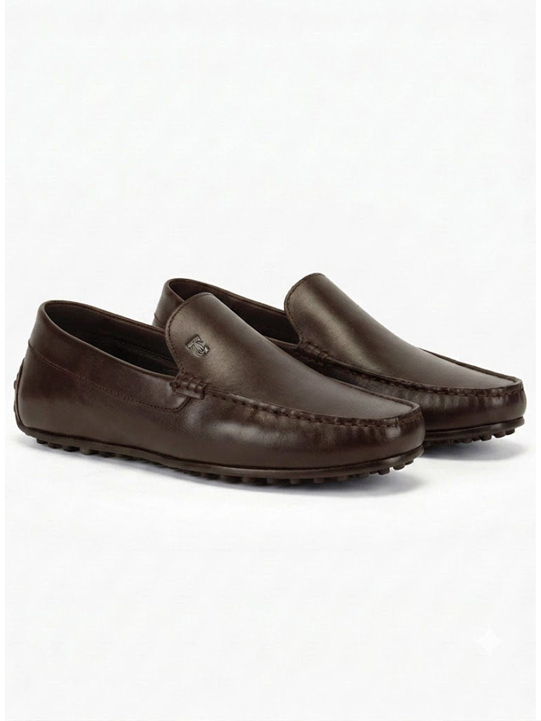 Romano Brown Loafers | Slip-On Driving Shoes with Pebbled Traction Pods|TC-2650BR