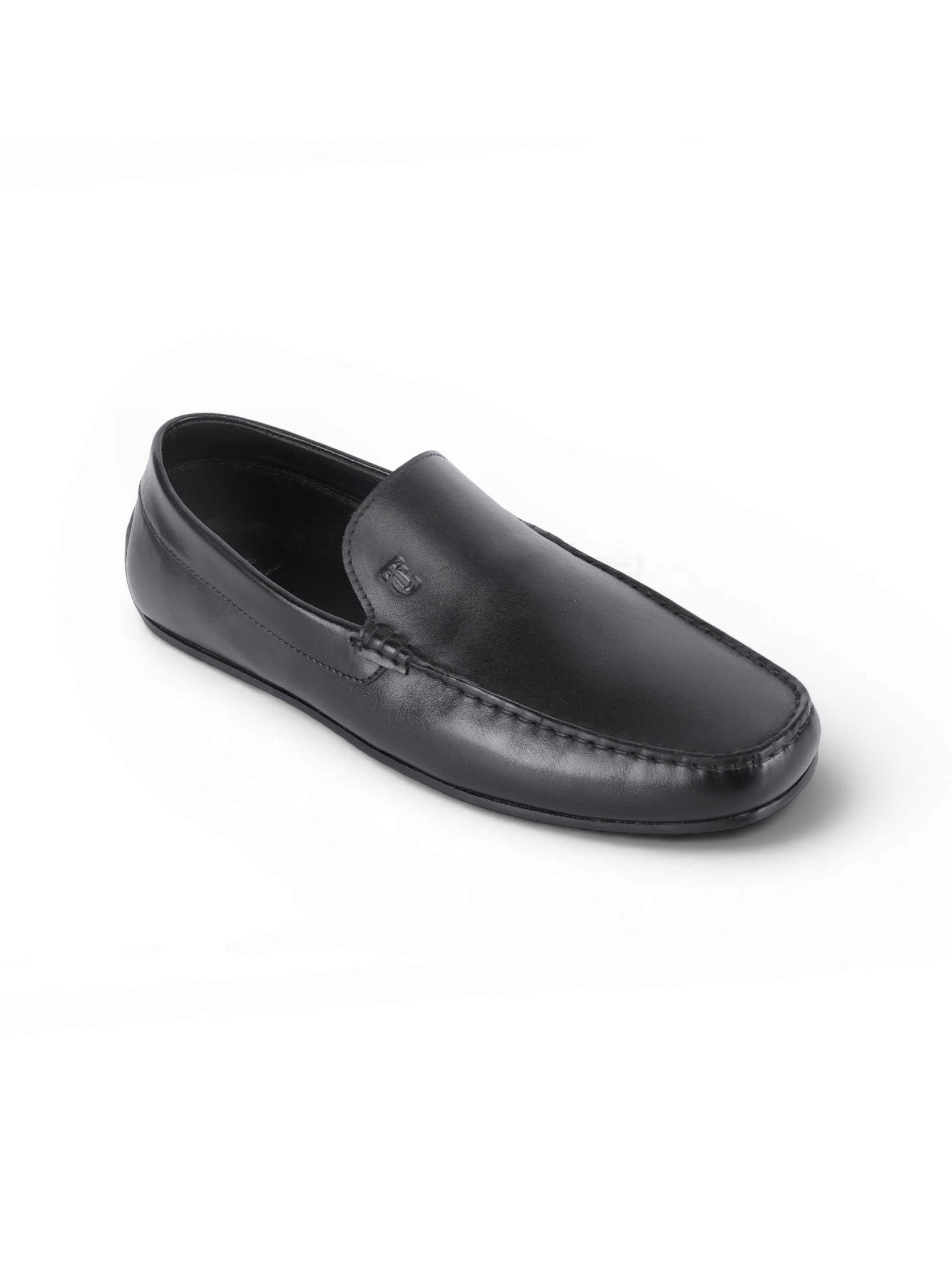 ROMANO Black Loafers | Slip-On Driving Shoes with Pebbled Traction Pods|TC-2650BL