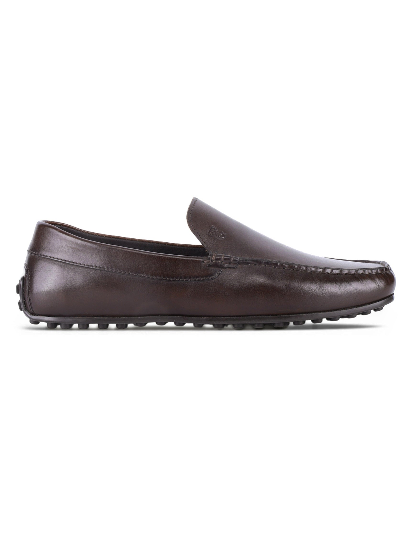 ROMANO Brown Loafers | Slip-On Driving Shoes with Pebbled Traction Pods|TC-2650BR