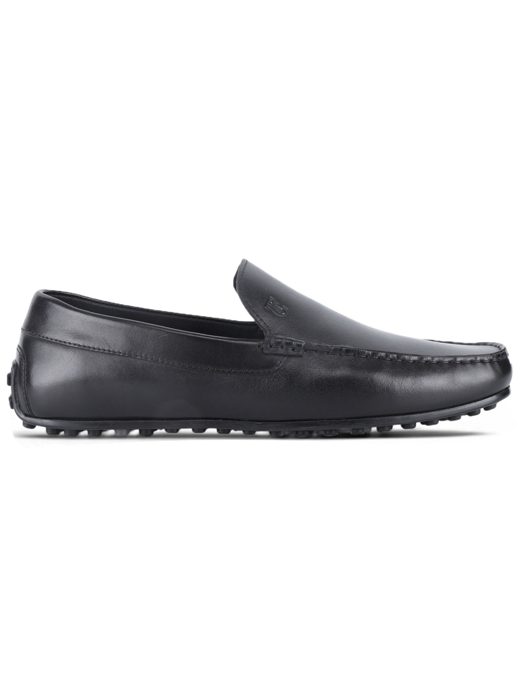 ROMANO Black Loafers | Slip-On Driving Shoes with Pebbled Traction Pods|TC-2650BL